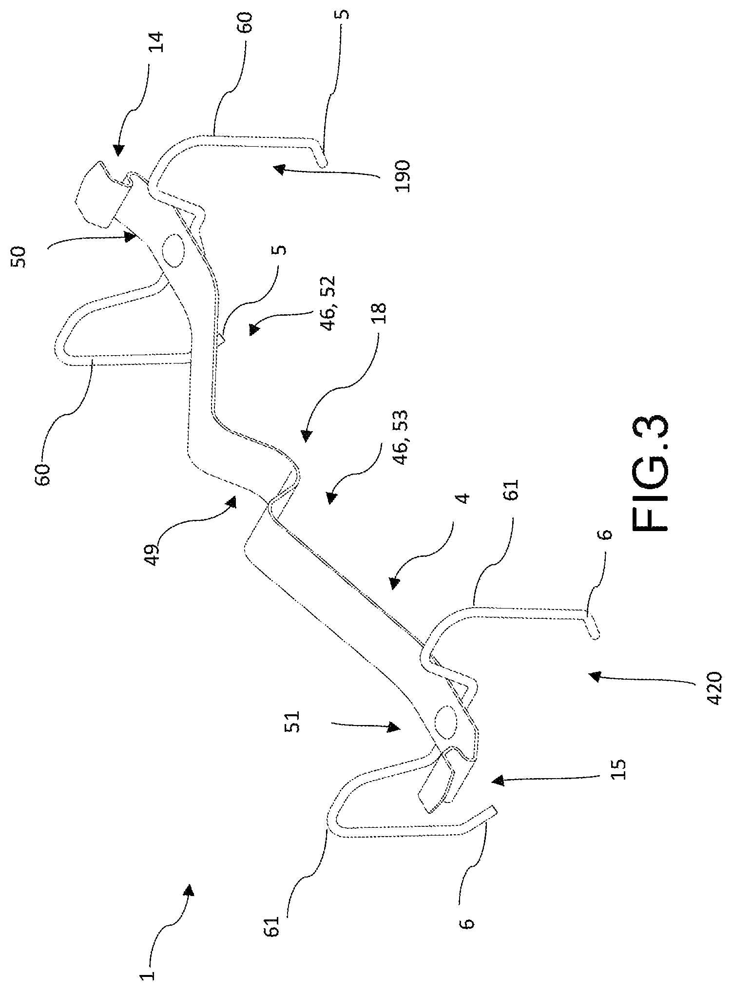 Patent US12422007 Figure 3 – Spring, spring assembly and brake pad, caliper body assembly