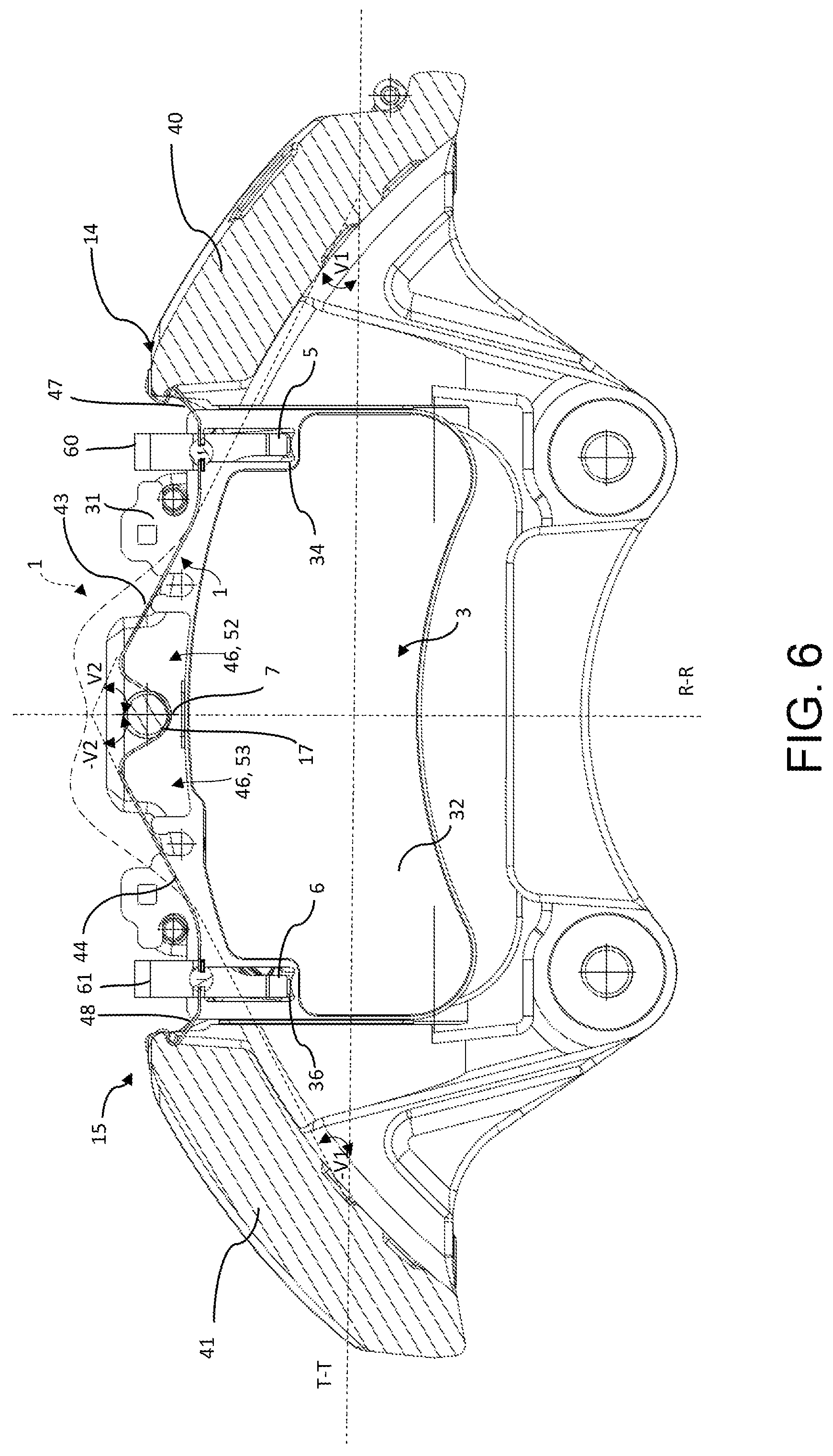 Patent US12422007 Figure 6 – Spring, spring assembly and brake pad, caliper body assembly