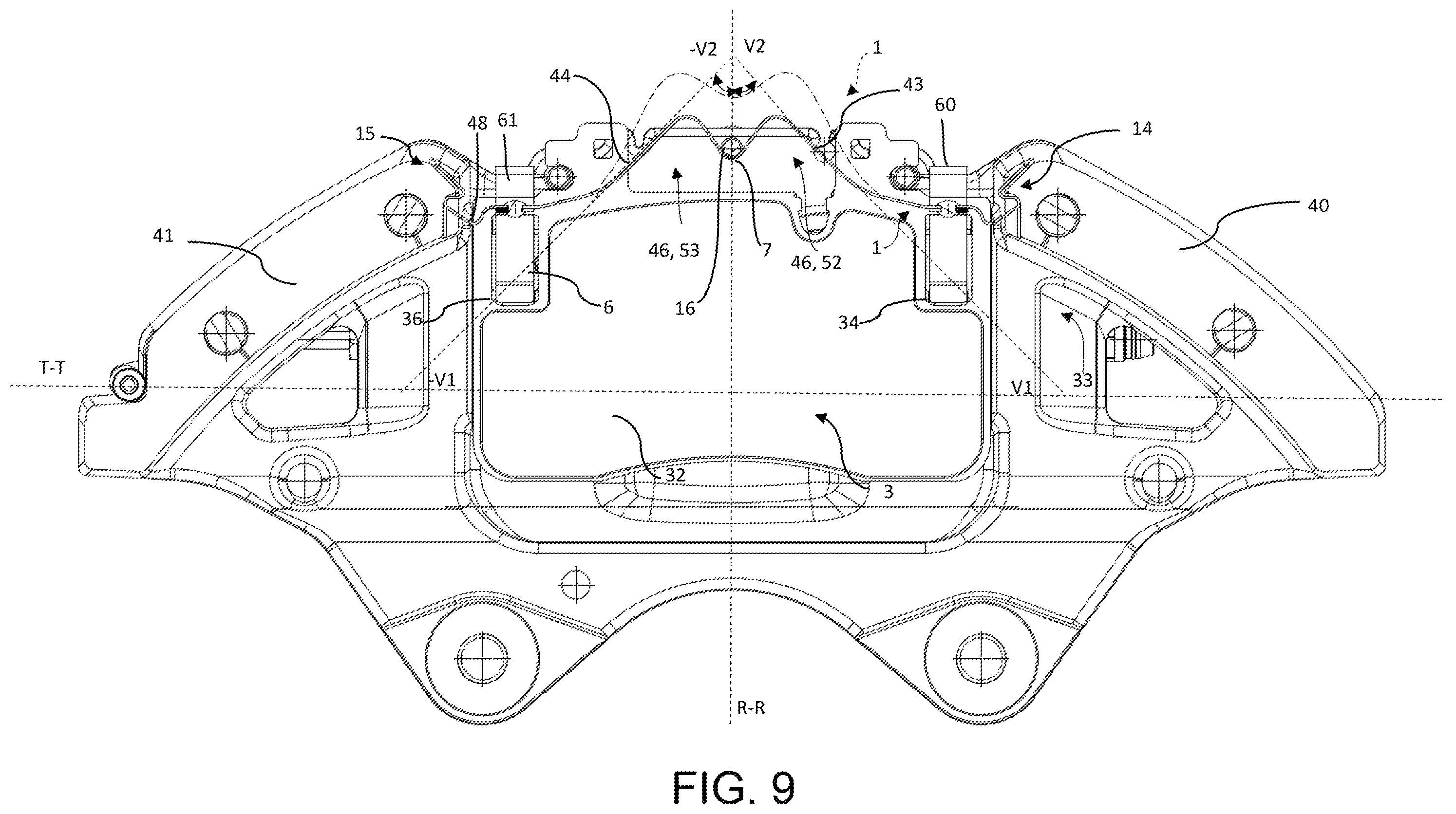 Patent US12422007 Figure 9 – Spring, spring assembly and brake pad, caliper body assembly