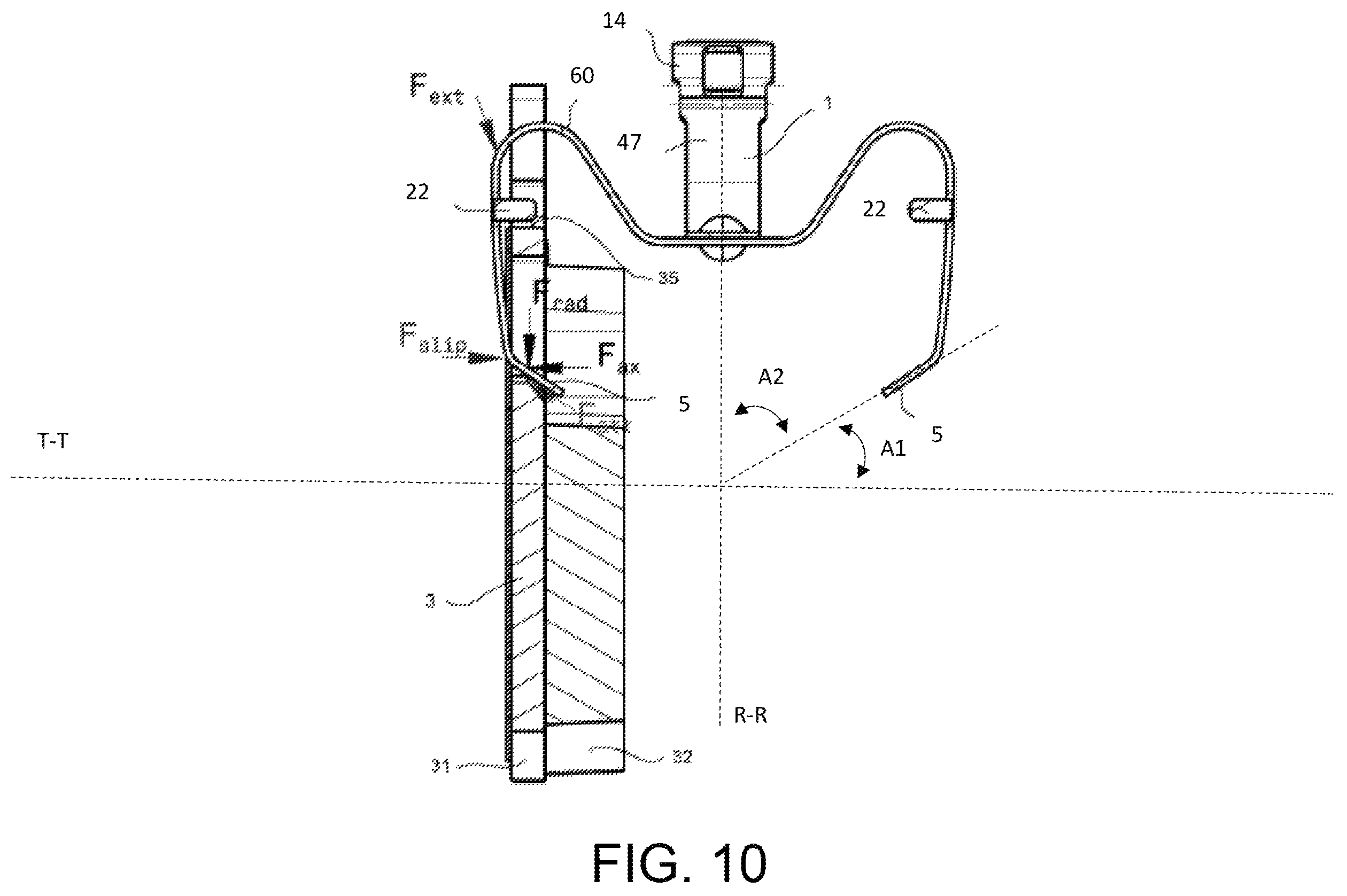 Patent US12422007 Figure 10 – Spring, spring assembly and brake pad, caliper body assembly