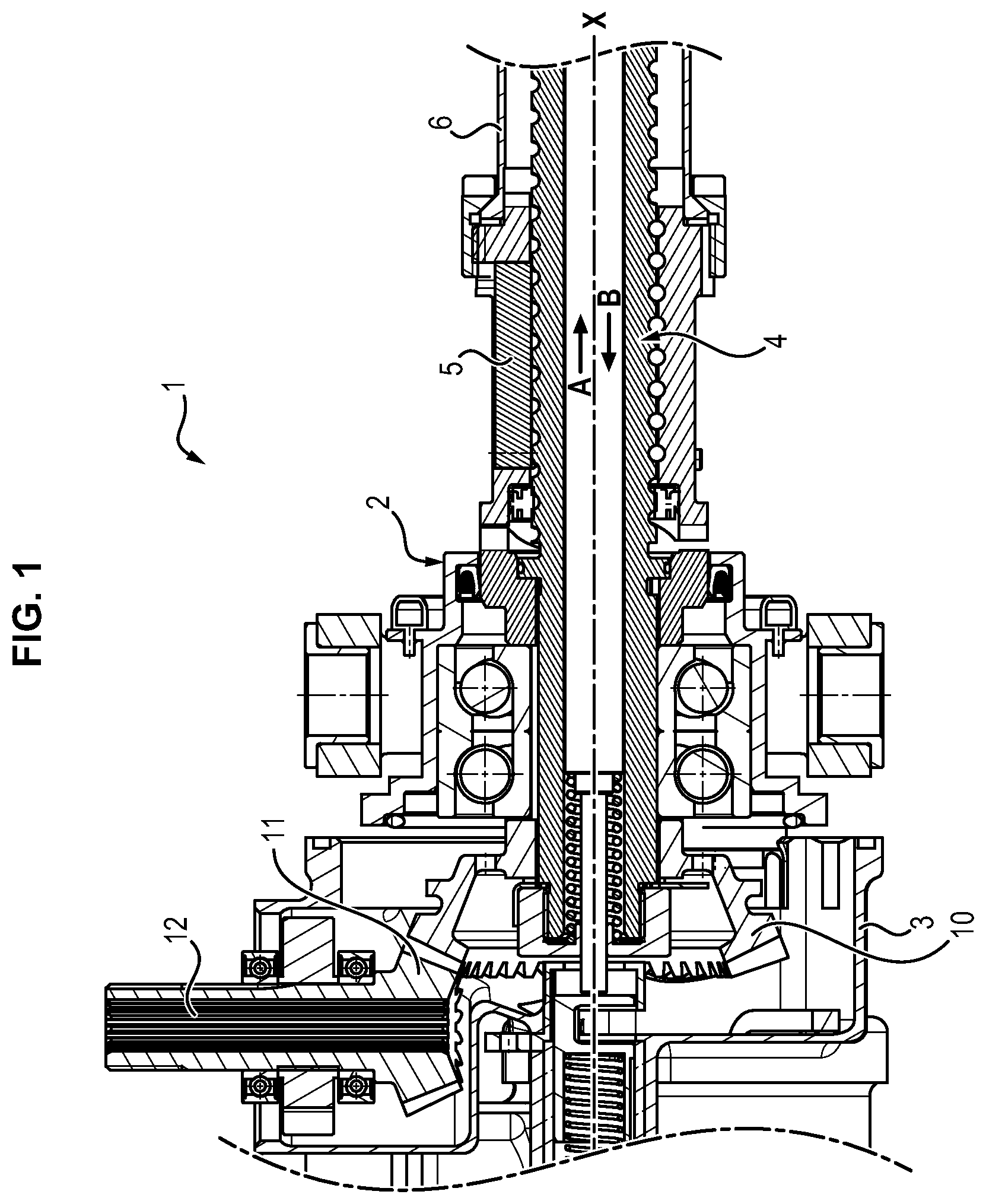 Patent US12422028 Figure 1 – Locking/unlocking system for a lost-motion thrust reverser actuator, and actuator including such a system