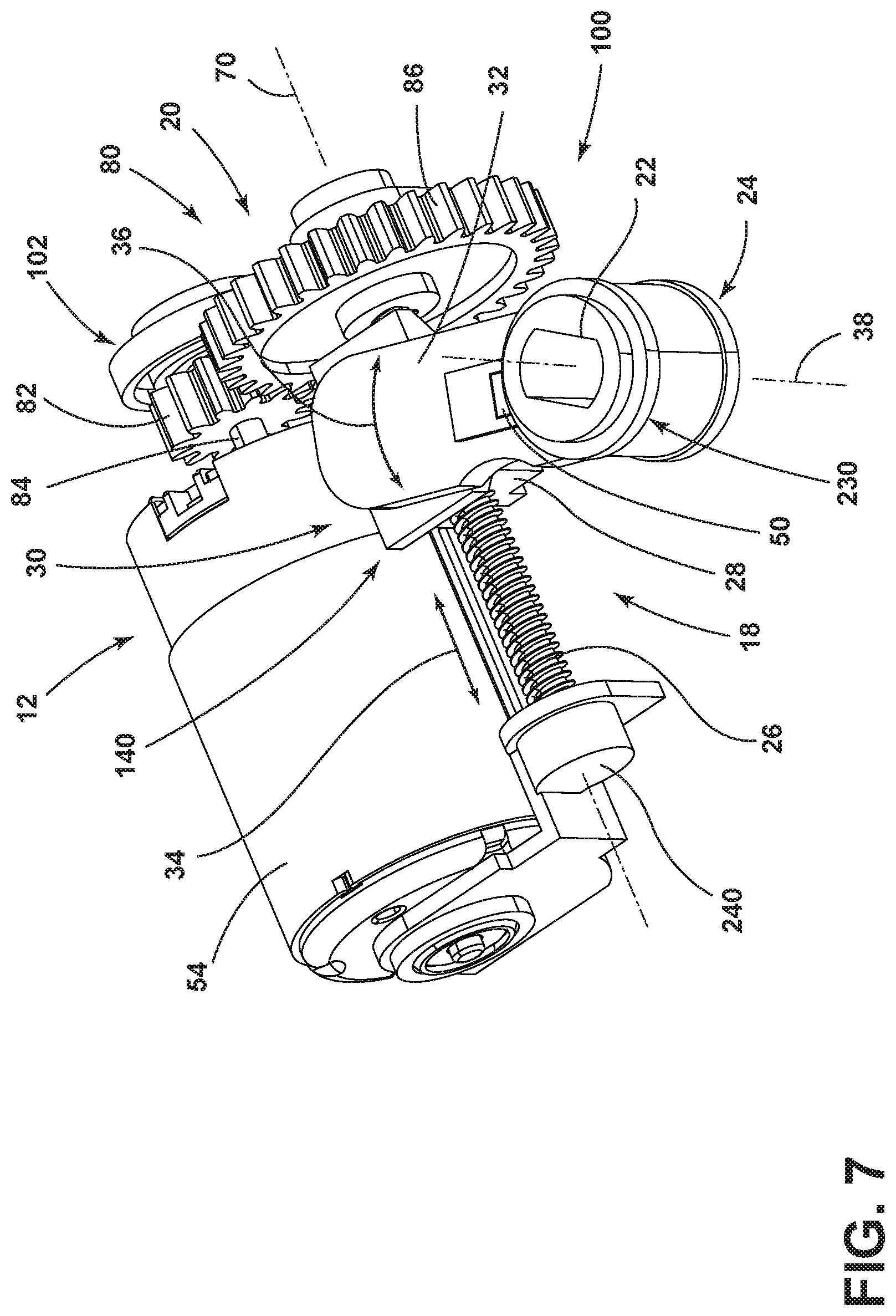 Patent US12422040 Figure 7 – Gear selection actuator for a shift-by-wire mechanism