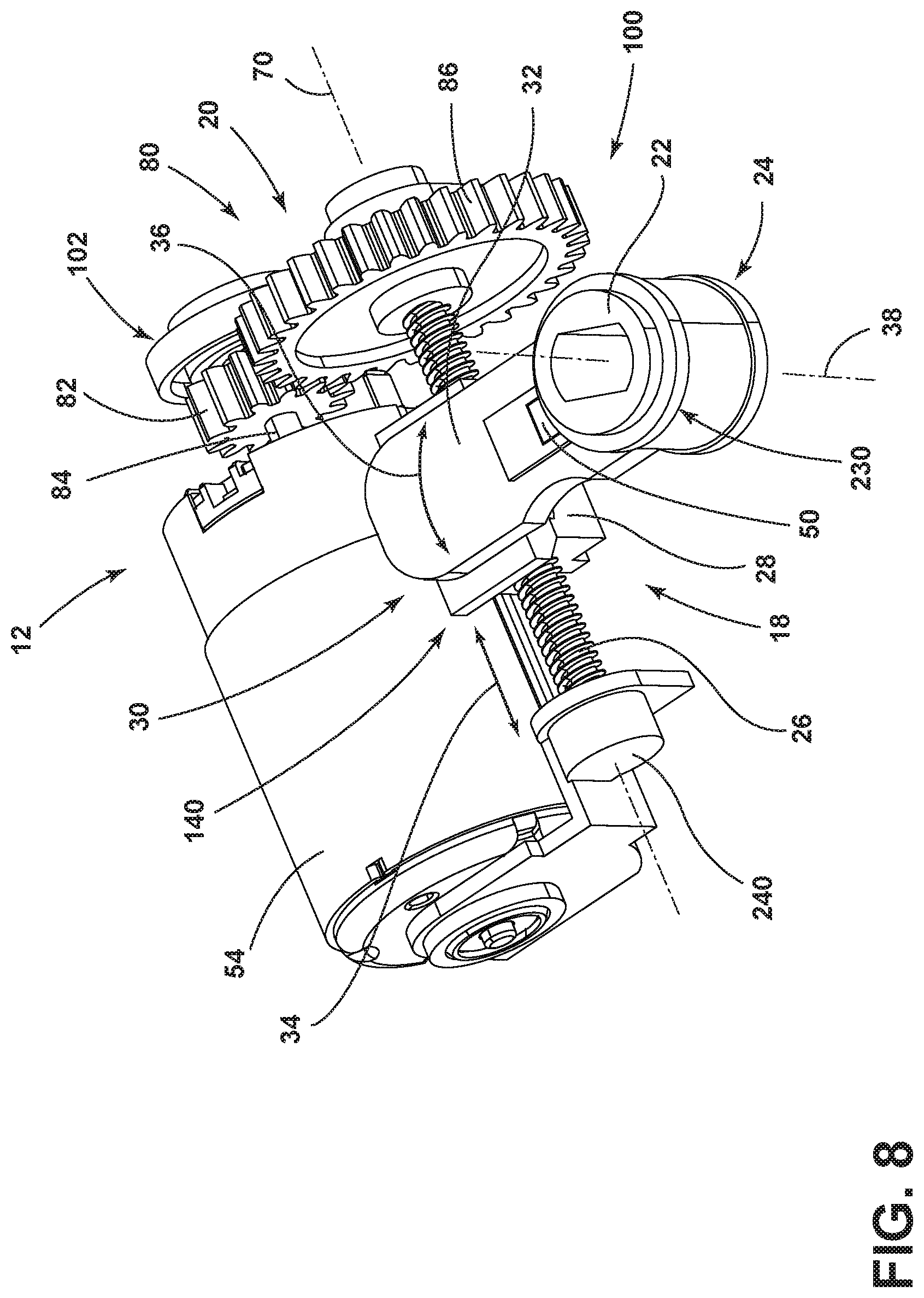 Patent US12422040 Figure 8 – Gear selection actuator for a shift-by-wire mechanism