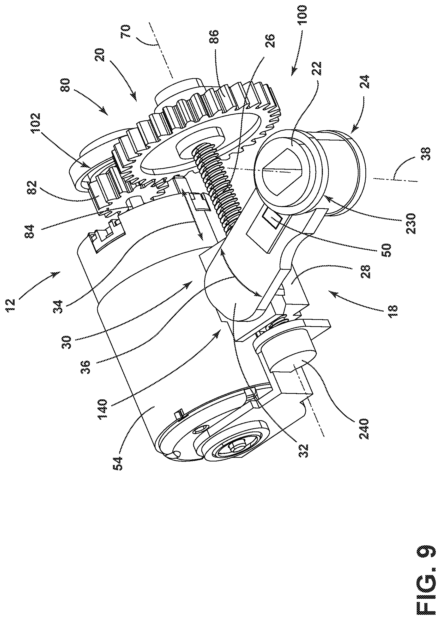 Patent US12422040 Figure 9 – Gear selection actuator for a shift-by-wire mechanism