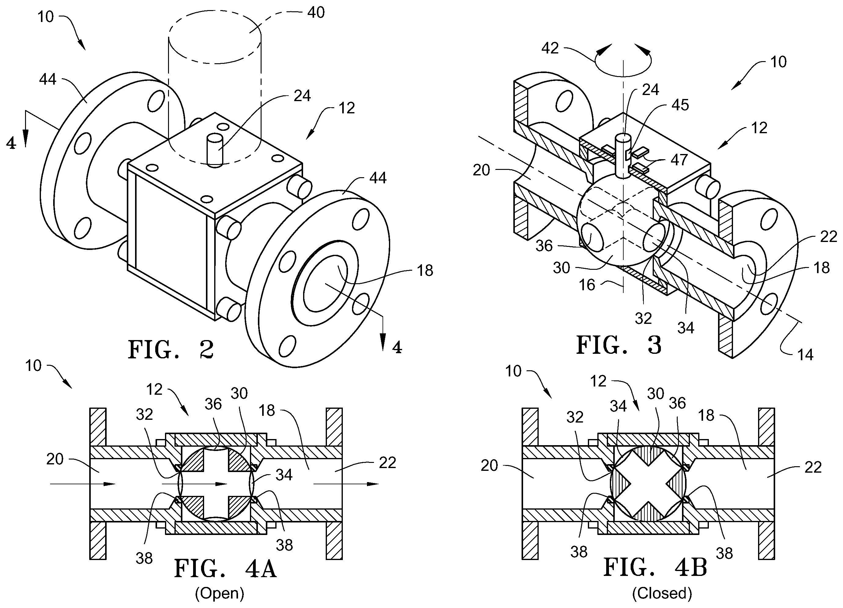 Patent US12422044 Figure 2 – Inline, multi-port ball valve