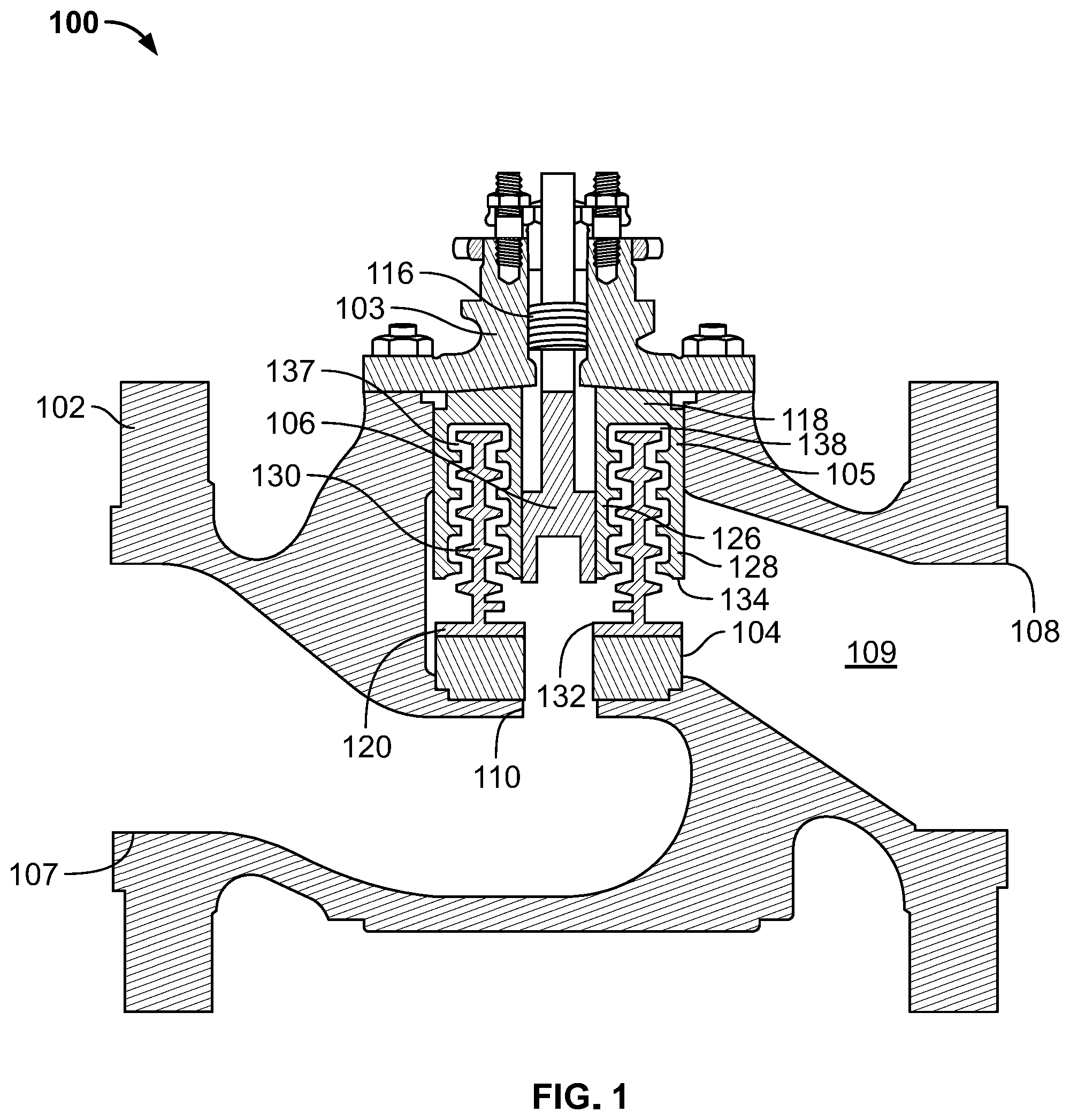 Patent US12422057 — Control valves and cages that are adapted to reduce flashing and cavitation — Figure 1