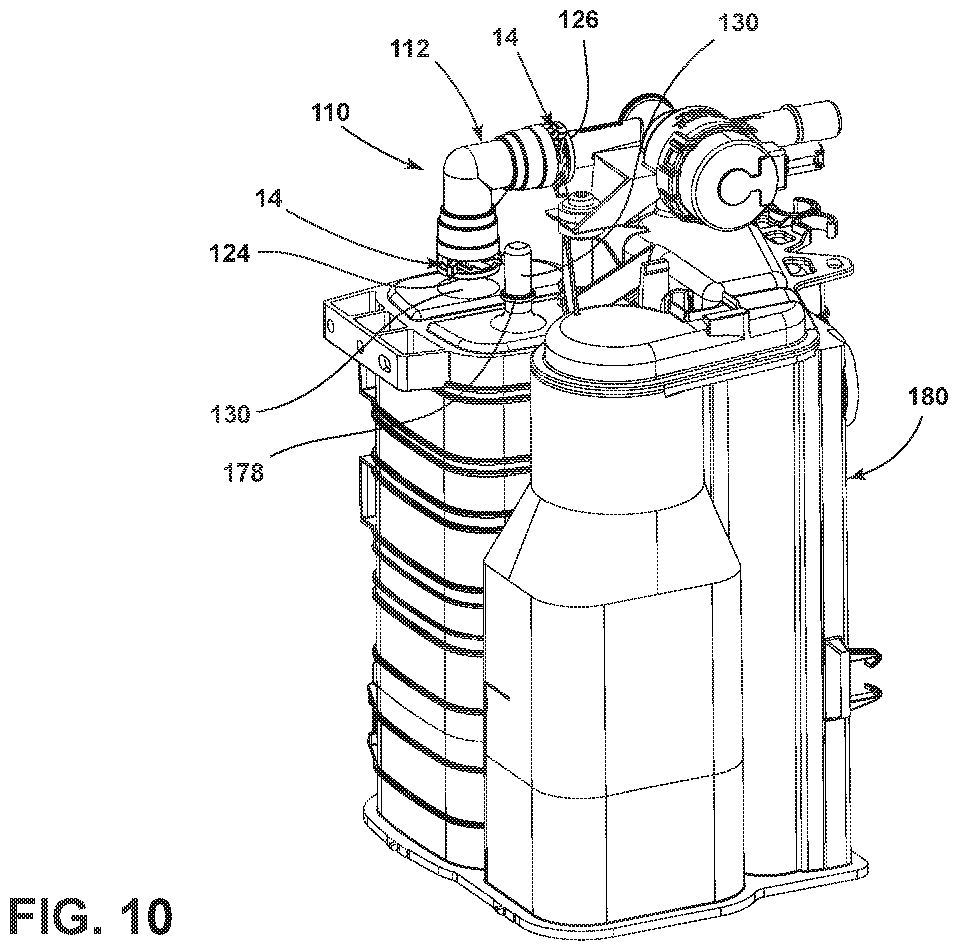 Patent US12422072 Figure 9 – Quick-connect clip assembly for an evaporative emissions canister port