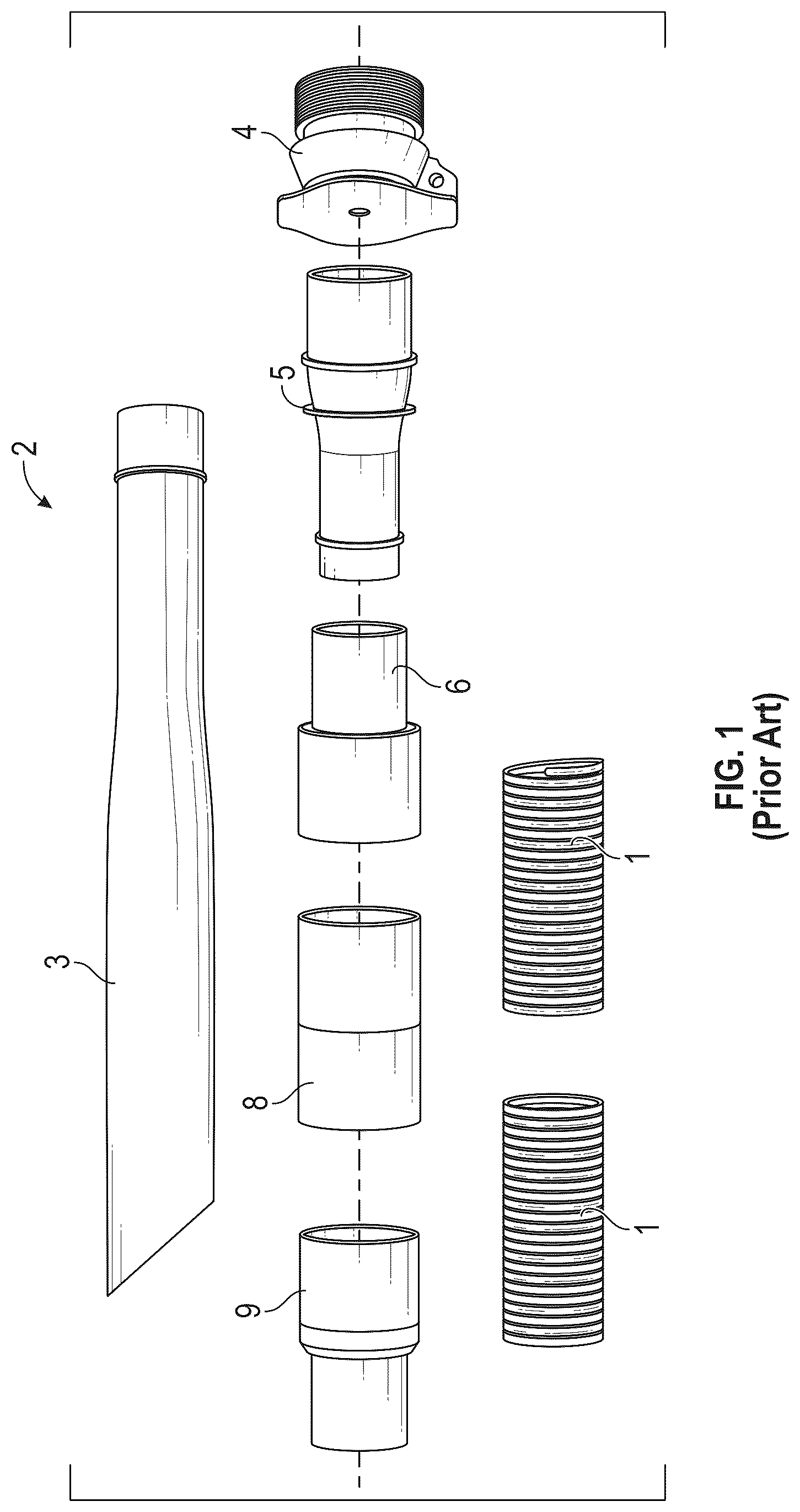 Patent US12422074 Figure 1 – Vacuum hose connection system