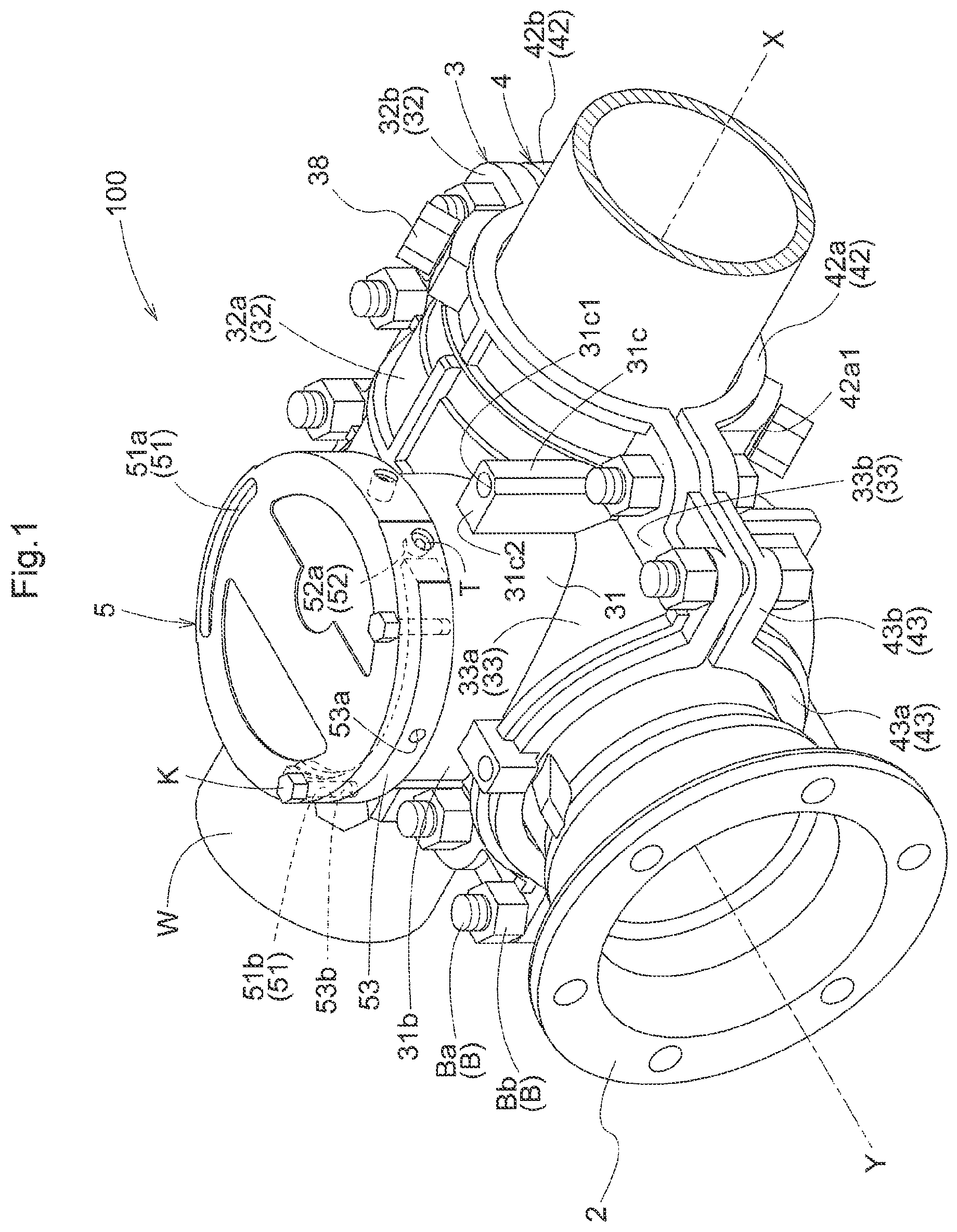 Patent US12422081 Figure 1 – Branch pipe forming apparatus, lid doubling as valve element, branch pipe forming apparatus with lid doubling as valve element, and branch pipe formation method