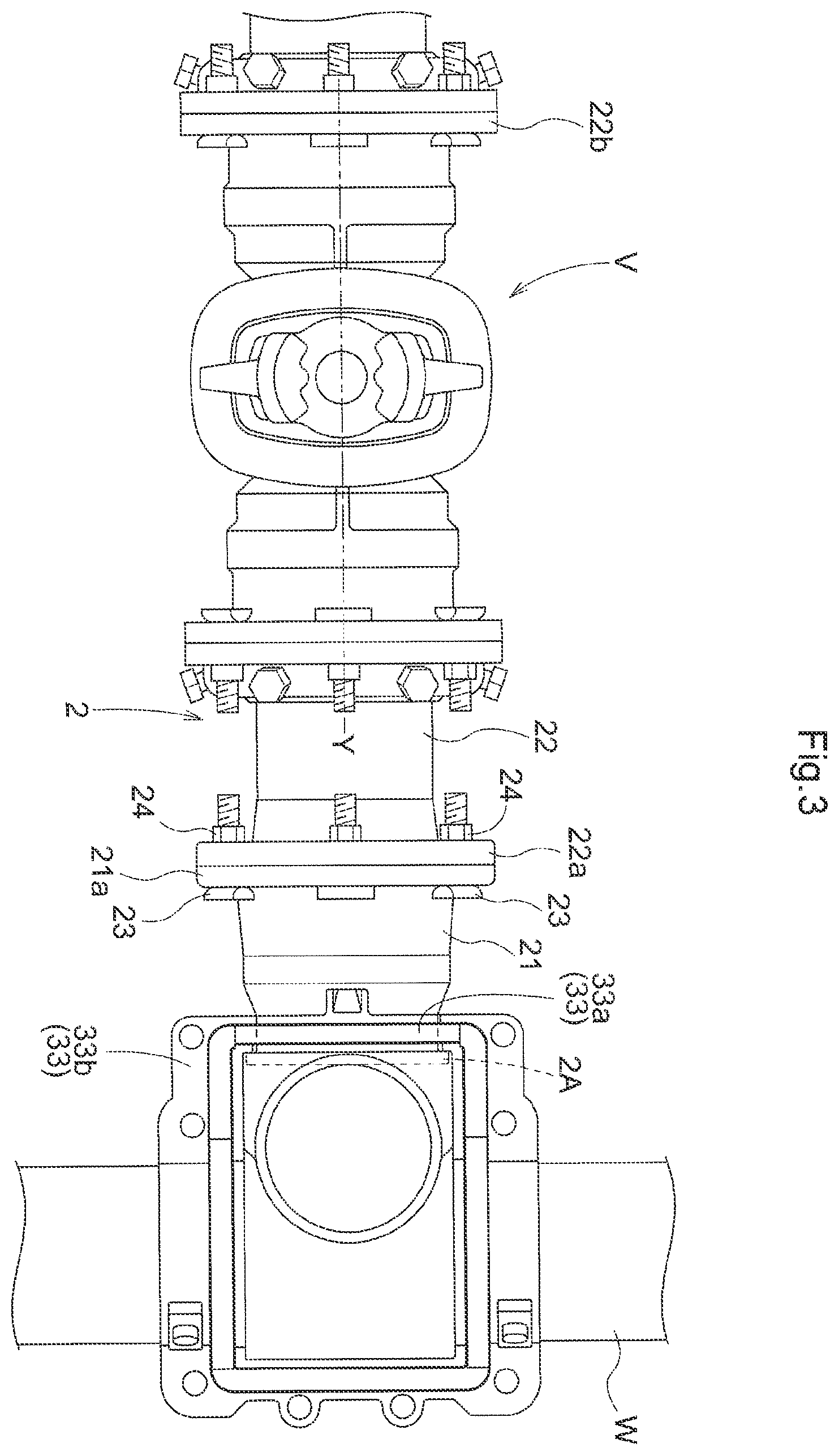 Patent US12422081 Figure 3 – Branch pipe forming apparatus, lid doubling as valve element, branch pipe forming apparatus with lid doubling as valve element, and branch pipe formation method