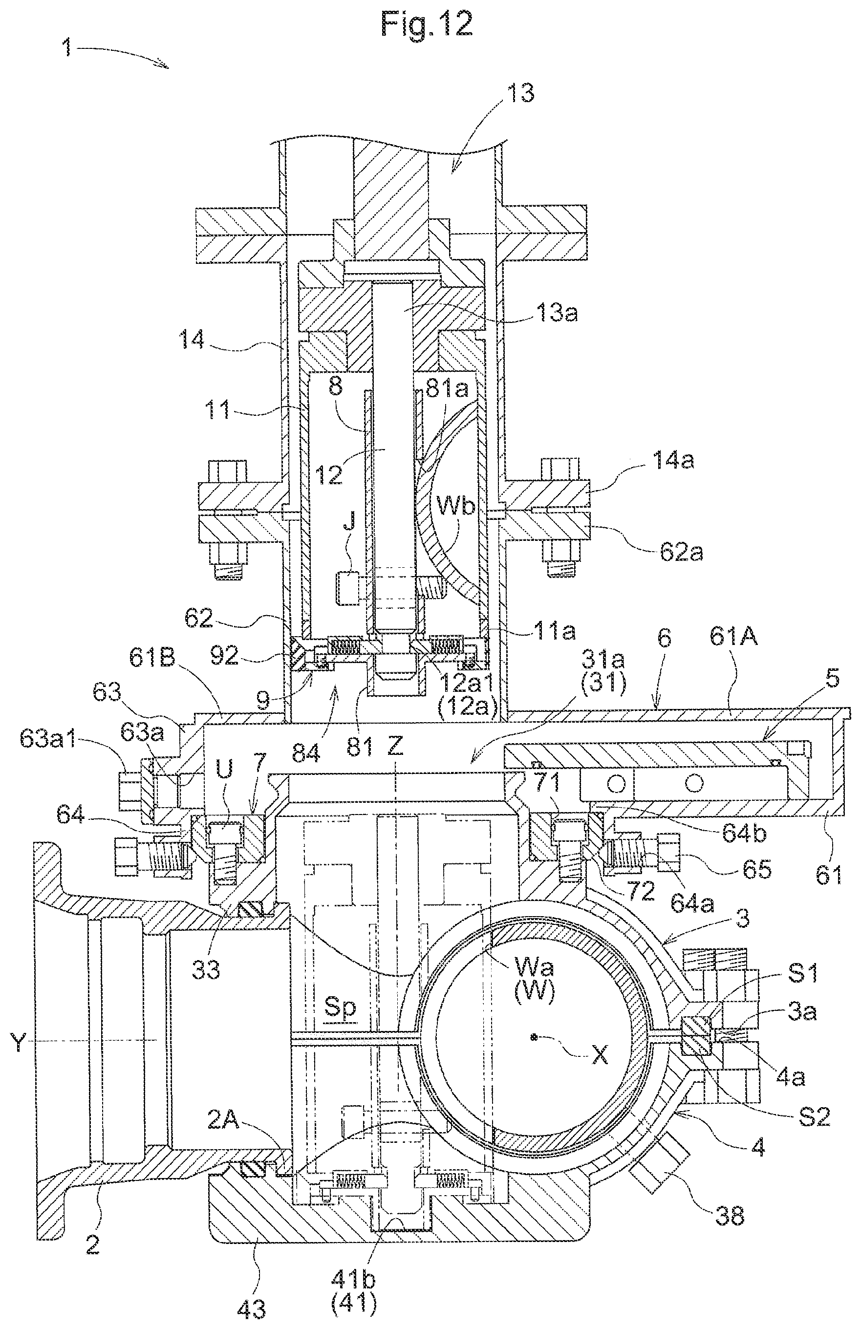 Patent US12422081 Figure 12 – Branch pipe forming apparatus, lid doubling as valve element, branch pipe forming apparatus with lid doubling as valve element, and branch pipe formation method