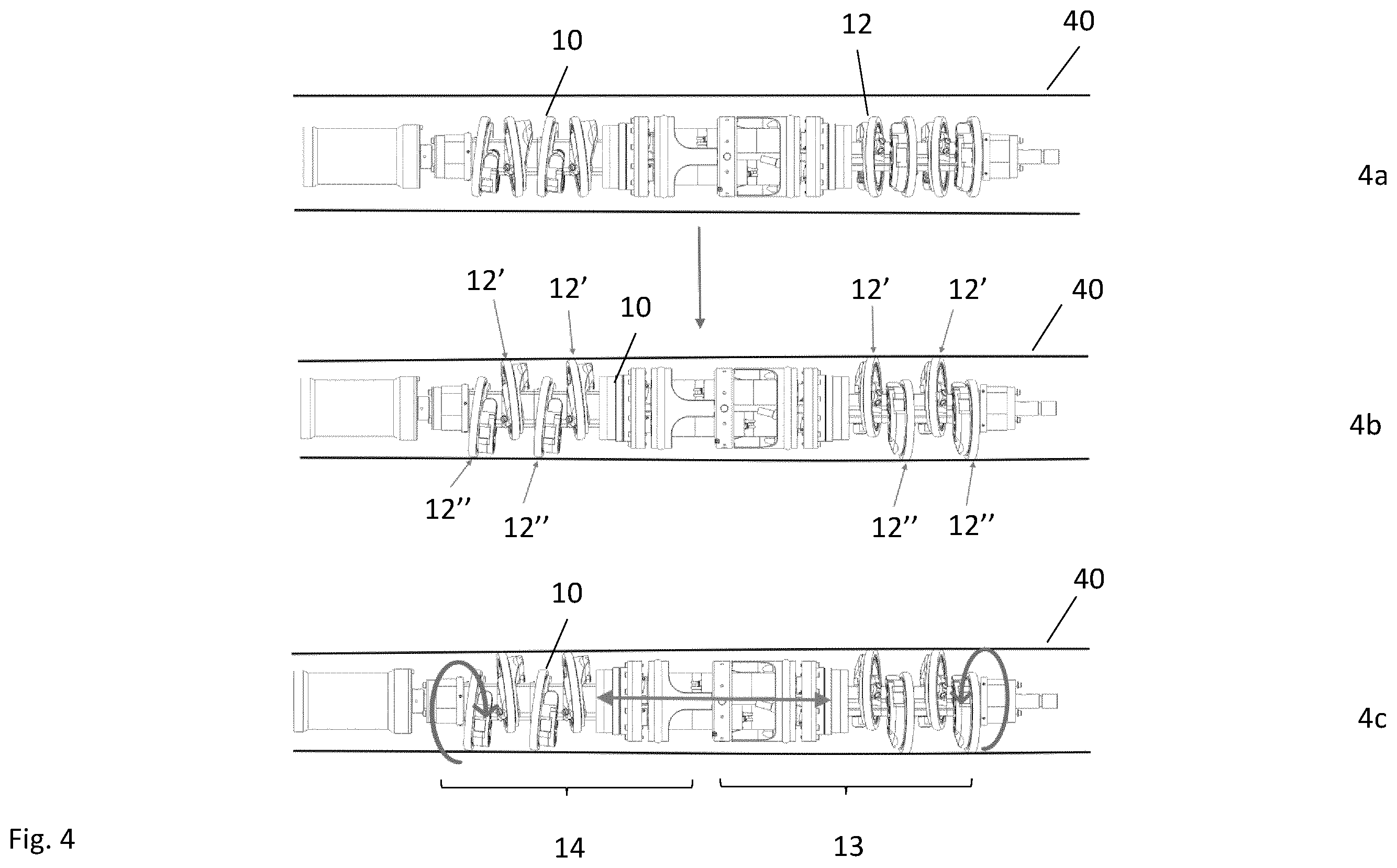 Patent US12422083 Figure 4 – Apparatus for propulsion and operations inside a cylindrical body