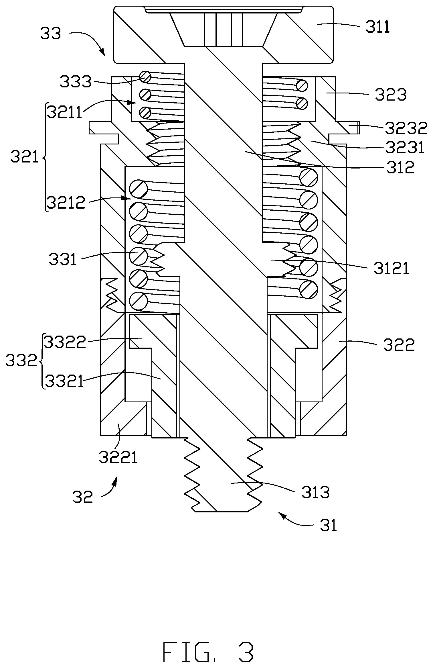 Patent US12422086 Figure 3 – Supporting bolt, cantilever supporting structure and conducting device