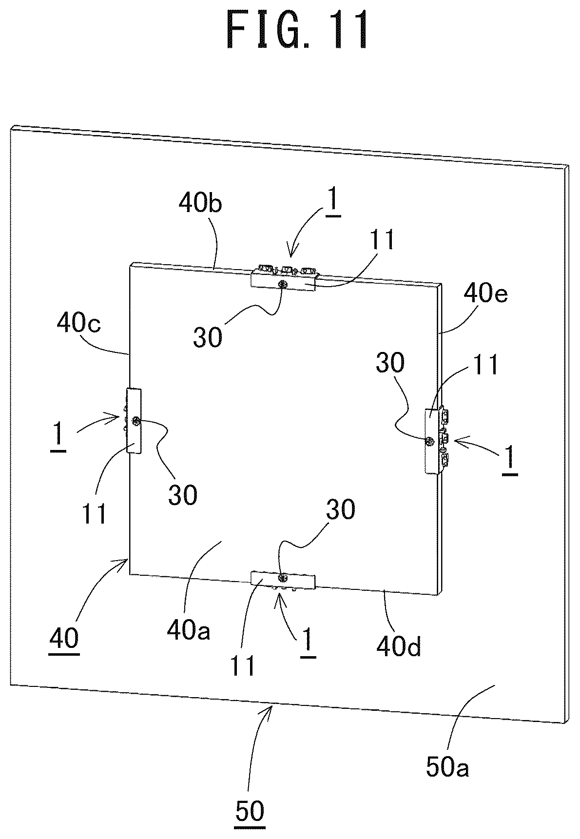 Patent US12422090 Figure 11 – Fixing device and fixing structure for article attaching member
