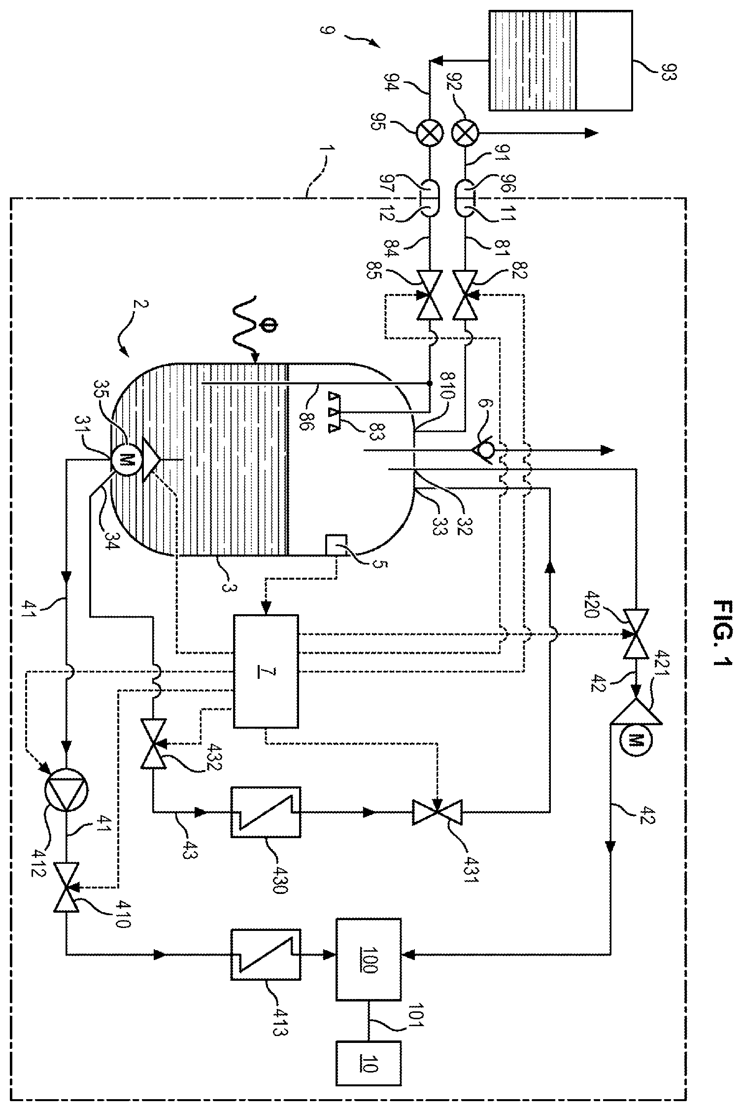 Patent US12422103 — Device for regulating the pressure of an aircraft cryogenic fuel tank — Figure 1