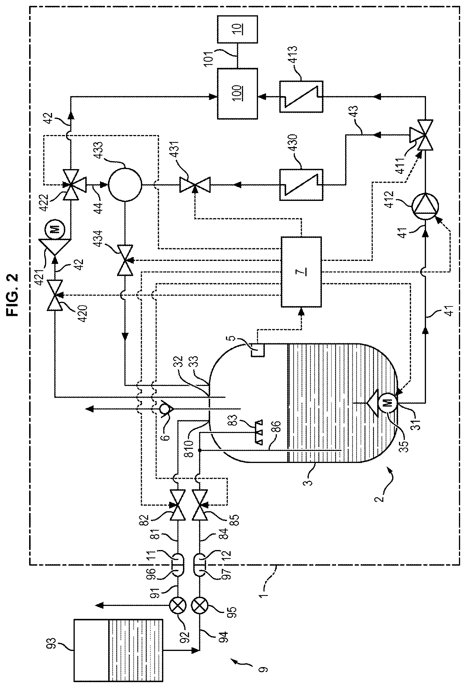 Patent US12422103 Figure 2 – Device for regulating the pressure of an aircraft cryogenic fuel tank