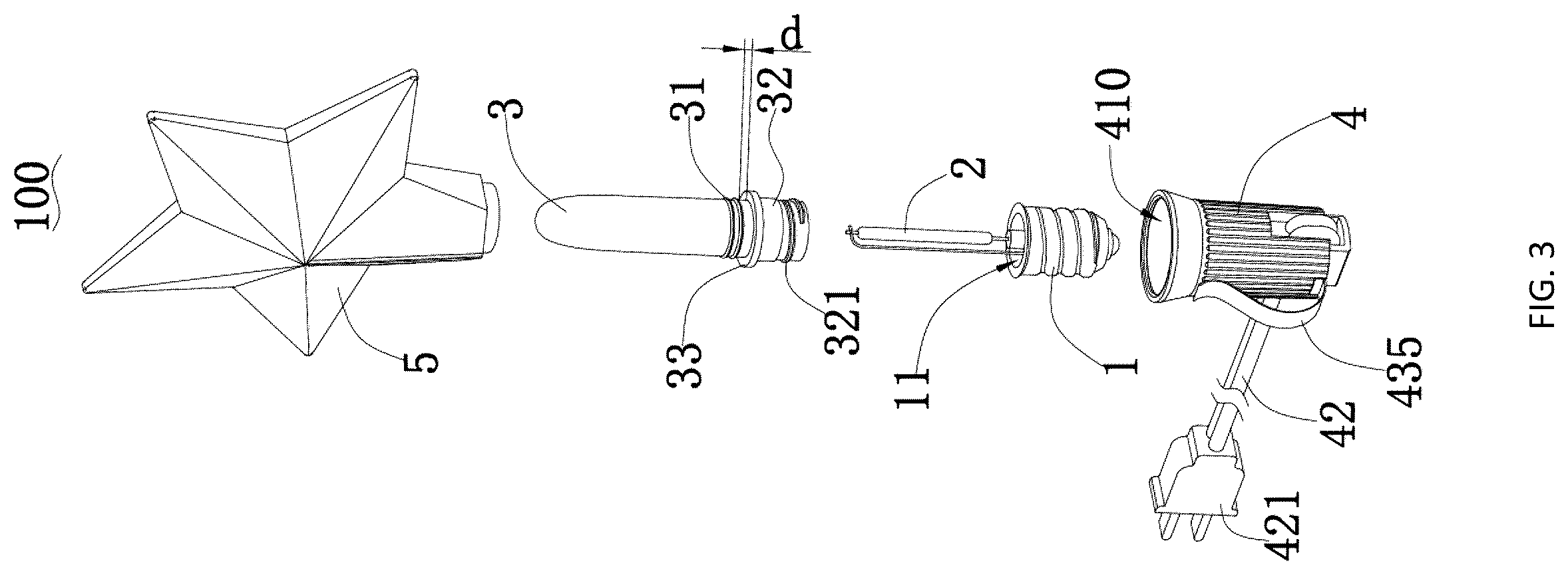 Patent US12422111 Figure 3 – Light string with replaceable decorative covers
