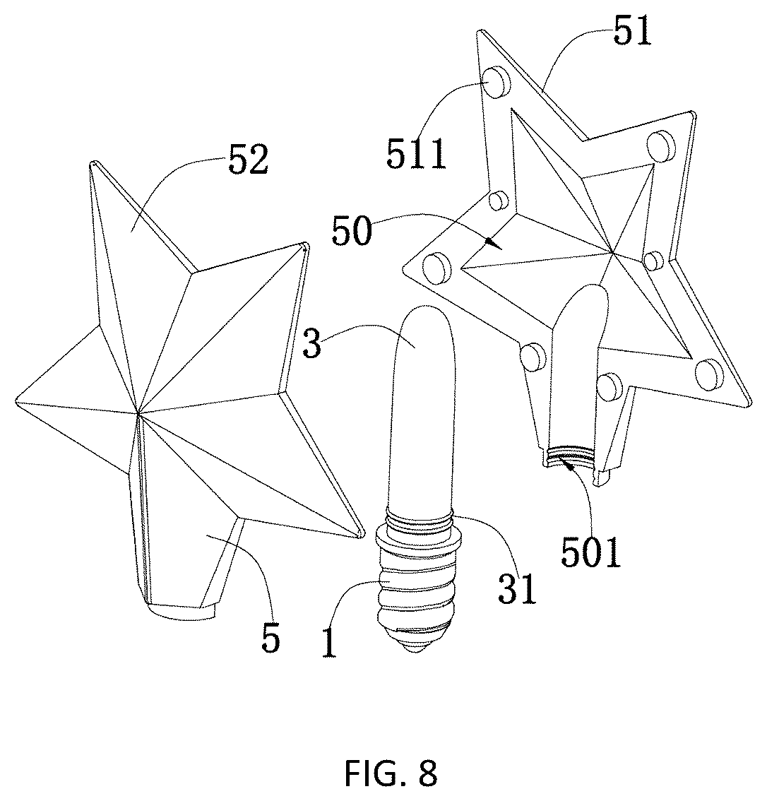 Patent US12422111 Figure 8 – Light string with replaceable decorative covers