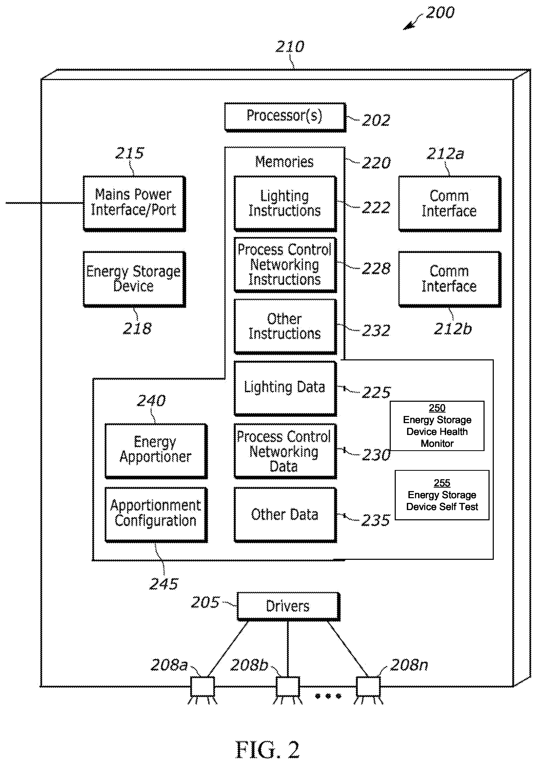 Patent US12422116 Figure 2 – Hazardous area lighting with emergency power back up and wireless communications