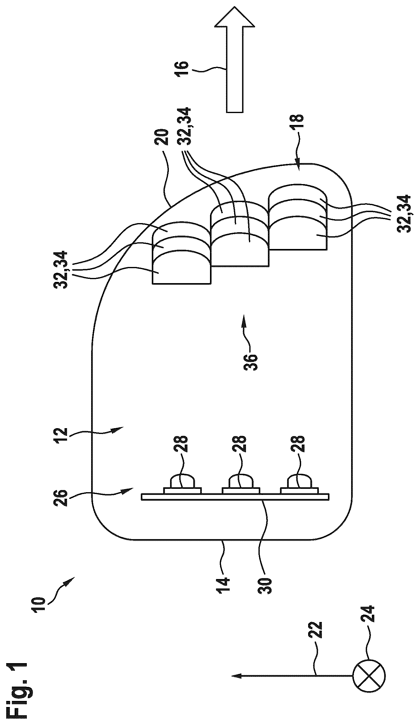 Patent US12422120 Figure 1 – Light module for a motor vehicle headlight, and motor vehicle headlight comprising such a light module