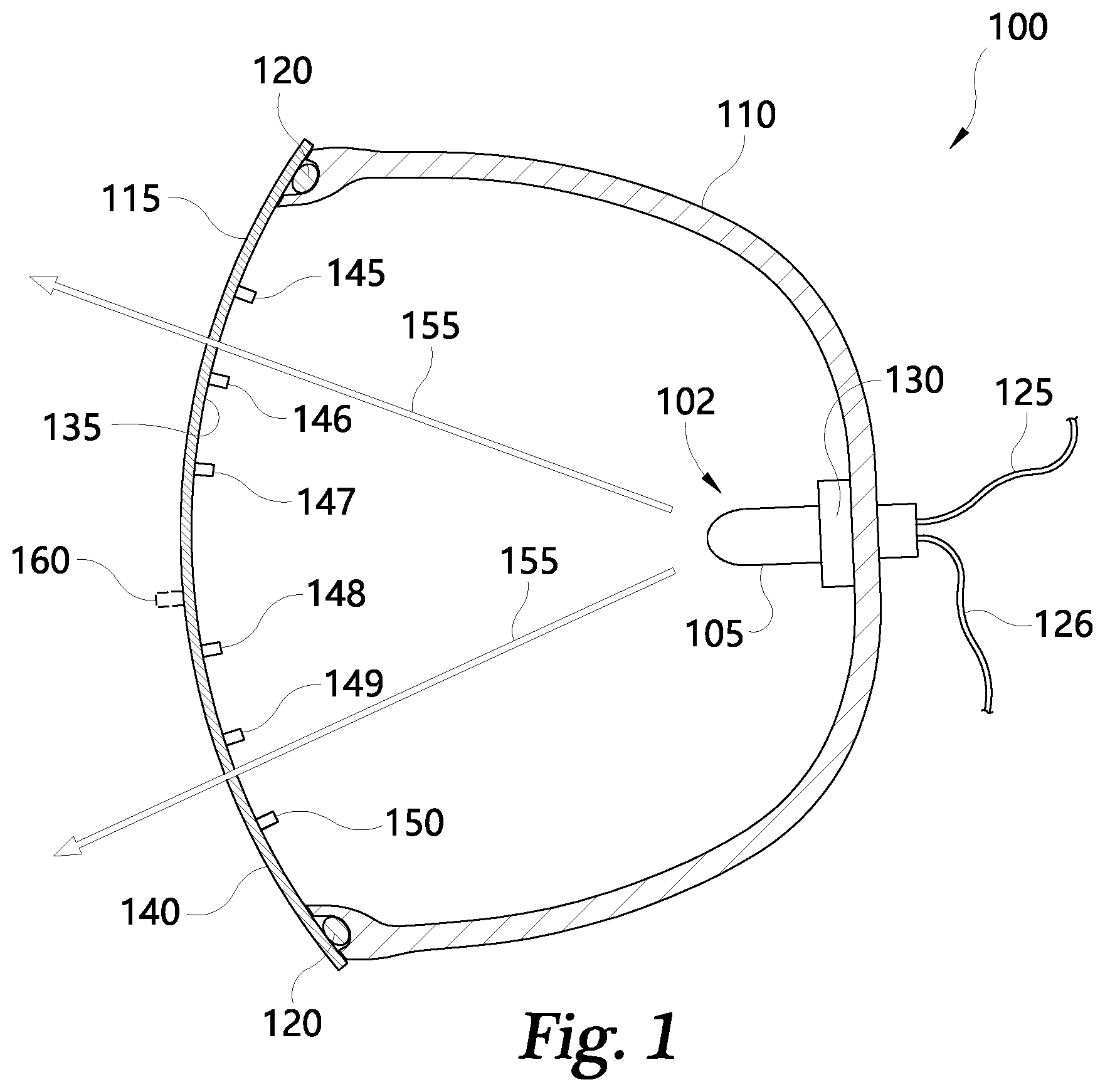 Patent US12422122 Figure 1 – Deicing system for an automotive lamp