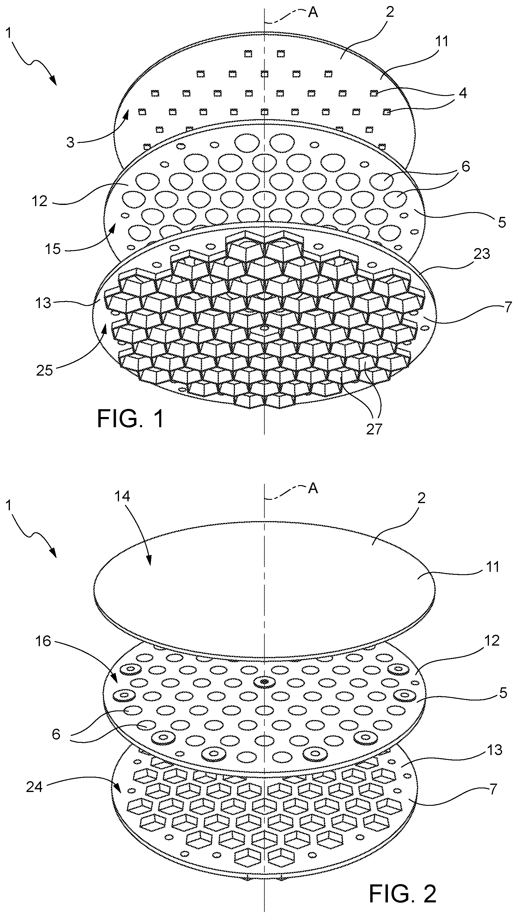 Patent US12422126 — LED lighting device with honeycomb grid — Figure 1