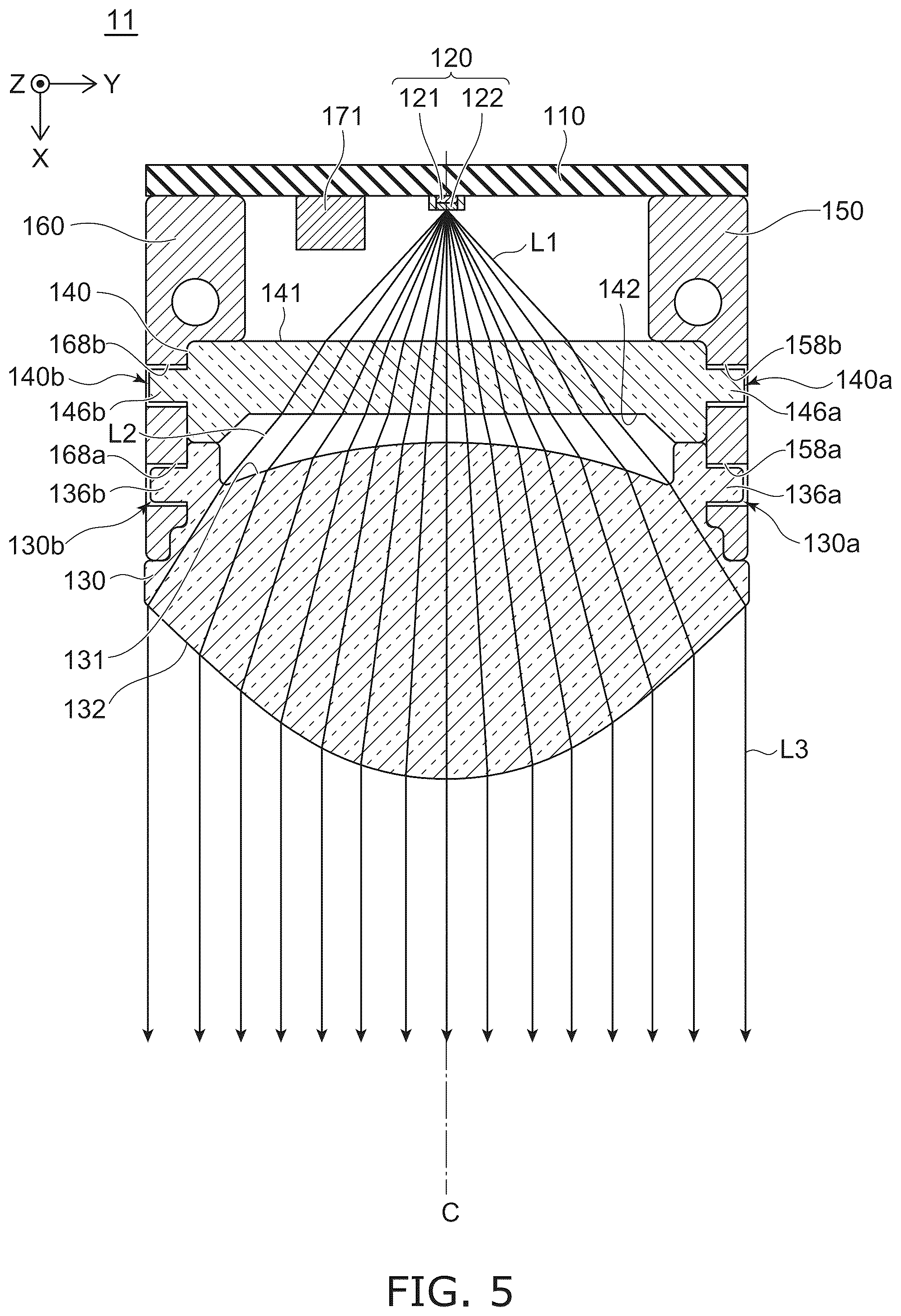 Patent US12422127 Figure 5 – Lighting module and lighting device