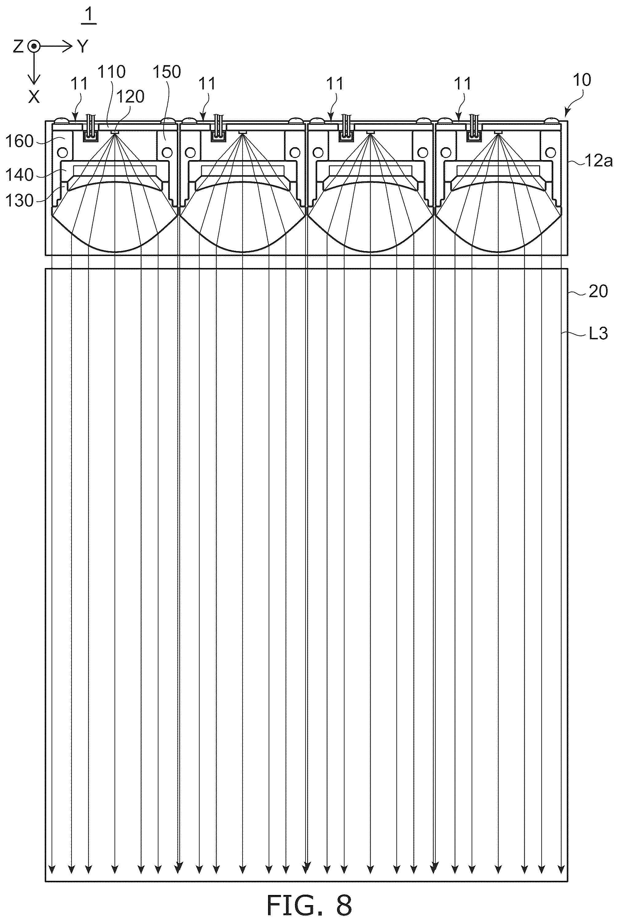 Patent US12422127 Figure 8 – Lighting module and lighting device