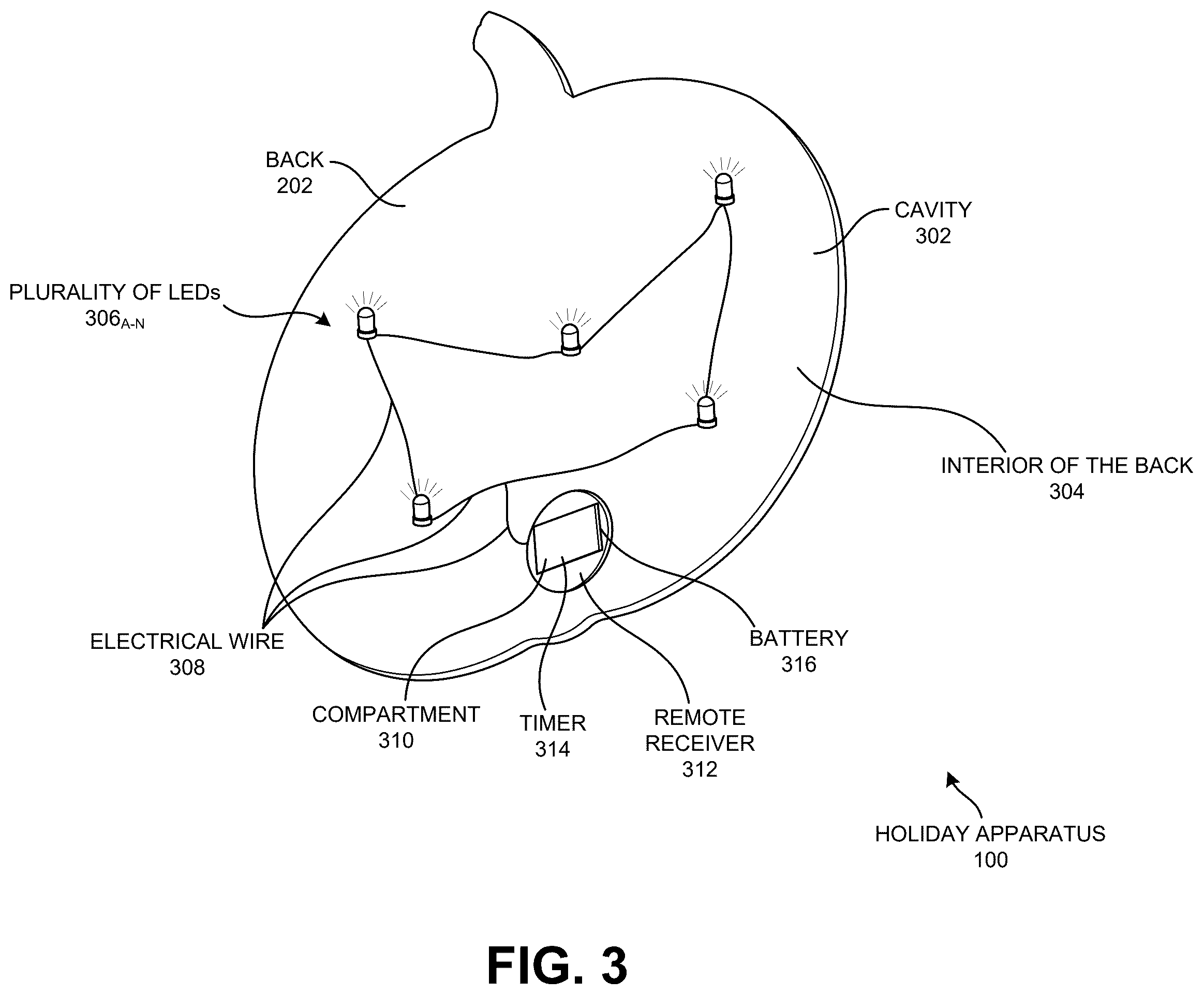 Patent US12422131 Figure 4 – Magnetically mounted decorative apparatus optimized to remain mounted on a metallic garage door and associated method of manufacture