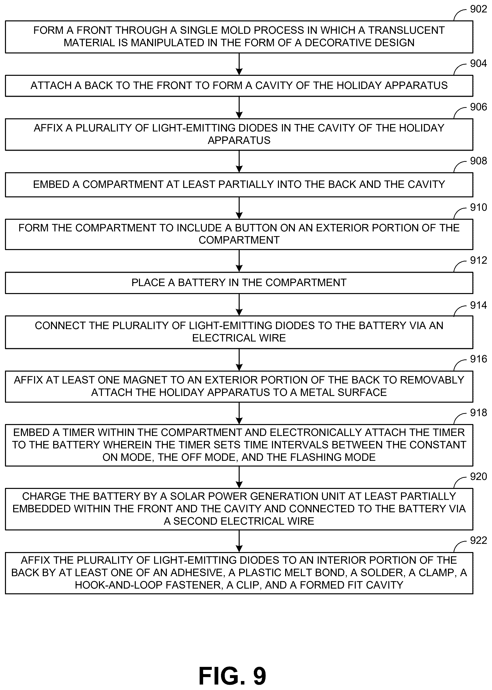 Patent US12422131 Figure 10 – Magnetically mounted decorative apparatus optimized to remain mounted on a metallic garage door and associated method of manufacture