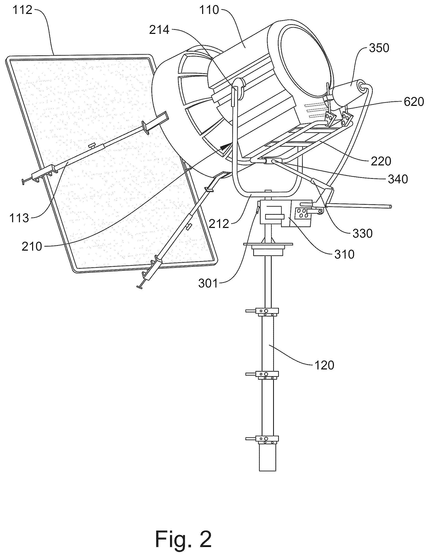 Patent US12422132 Figure 2 – Remote light adjustment apparatus for audio-visual applications