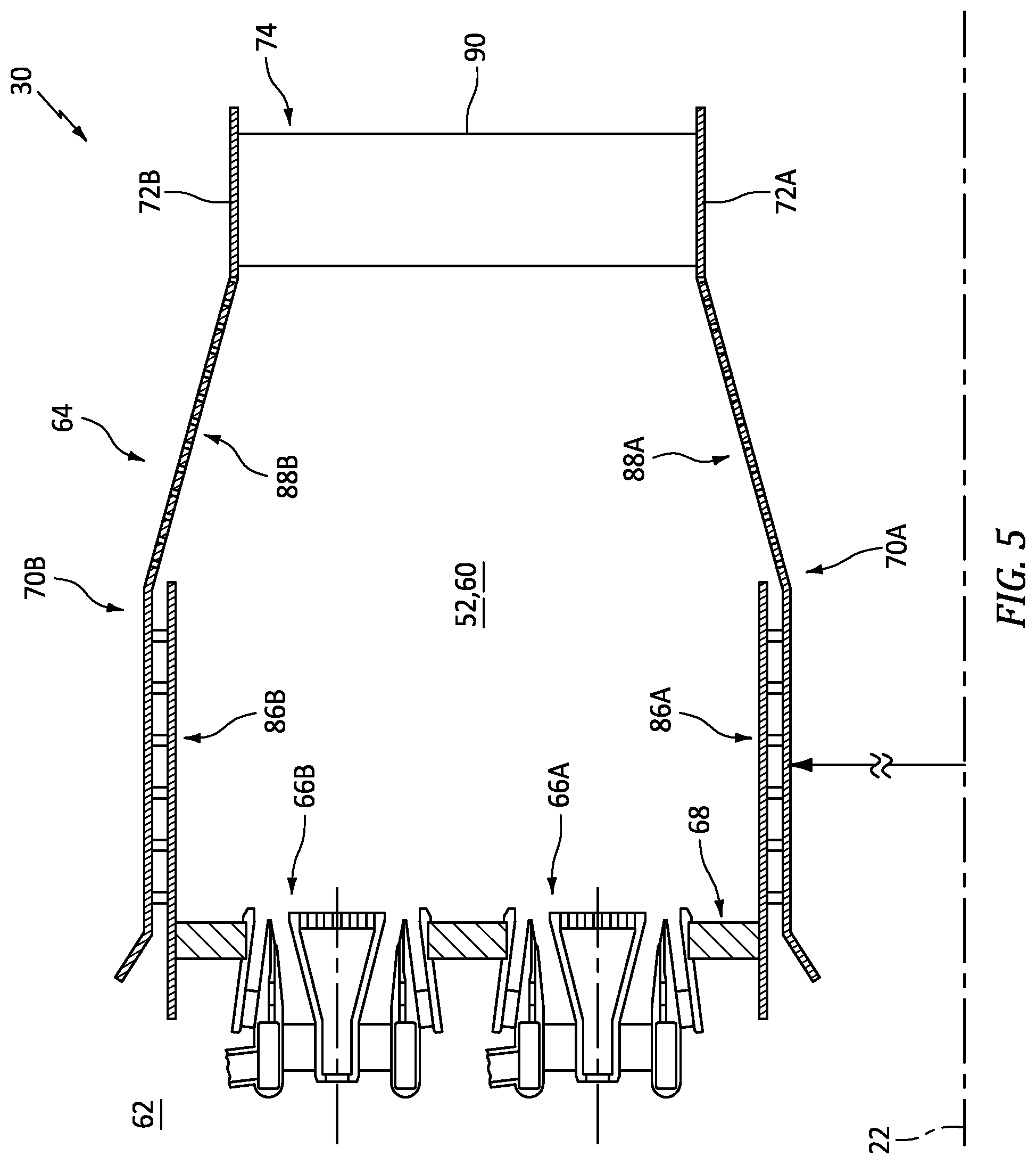 Patent US12422143 Figure 5 – Fuel-air mixer for turbine engine combustion section