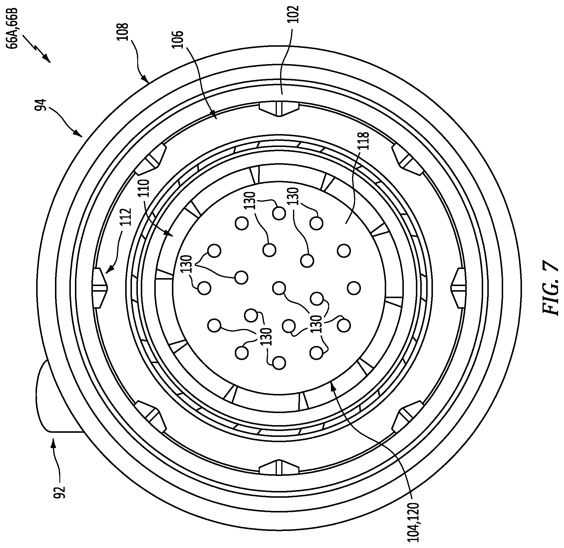 Patent US12422143 Figure 7 – Fuel-air mixer for turbine engine combustion section