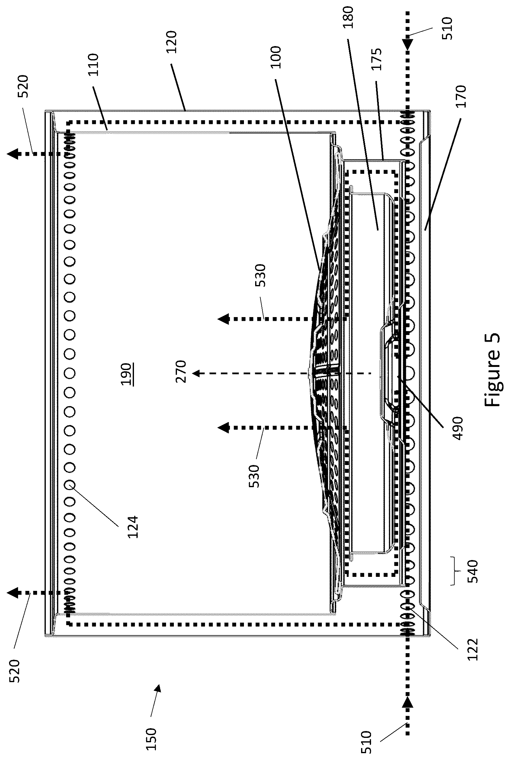 Patent US12422144 Figure 5 – Combustible fuel burning fire pit