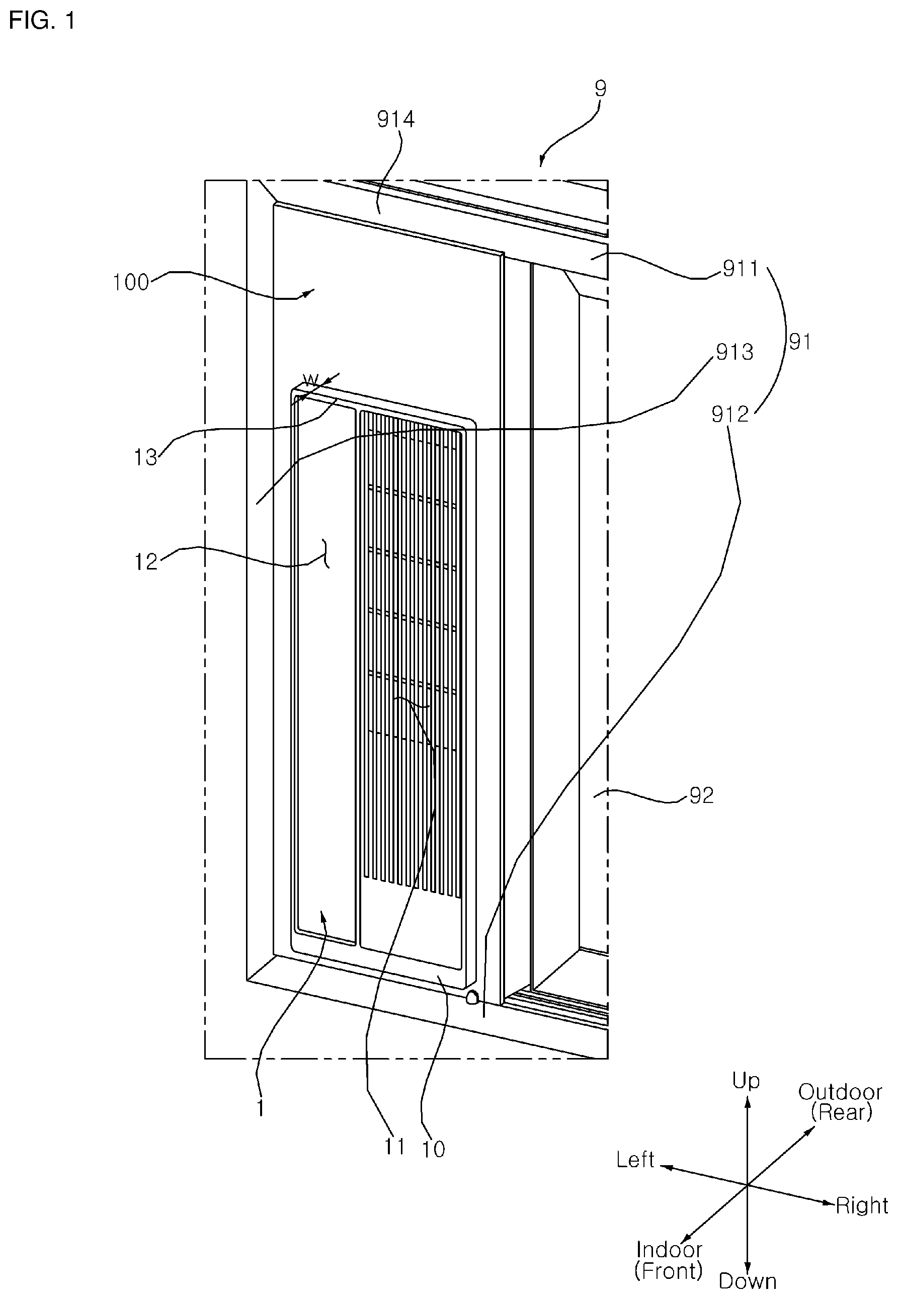 Patent US12422150 Figure 1 – Air conditioner and installation kit