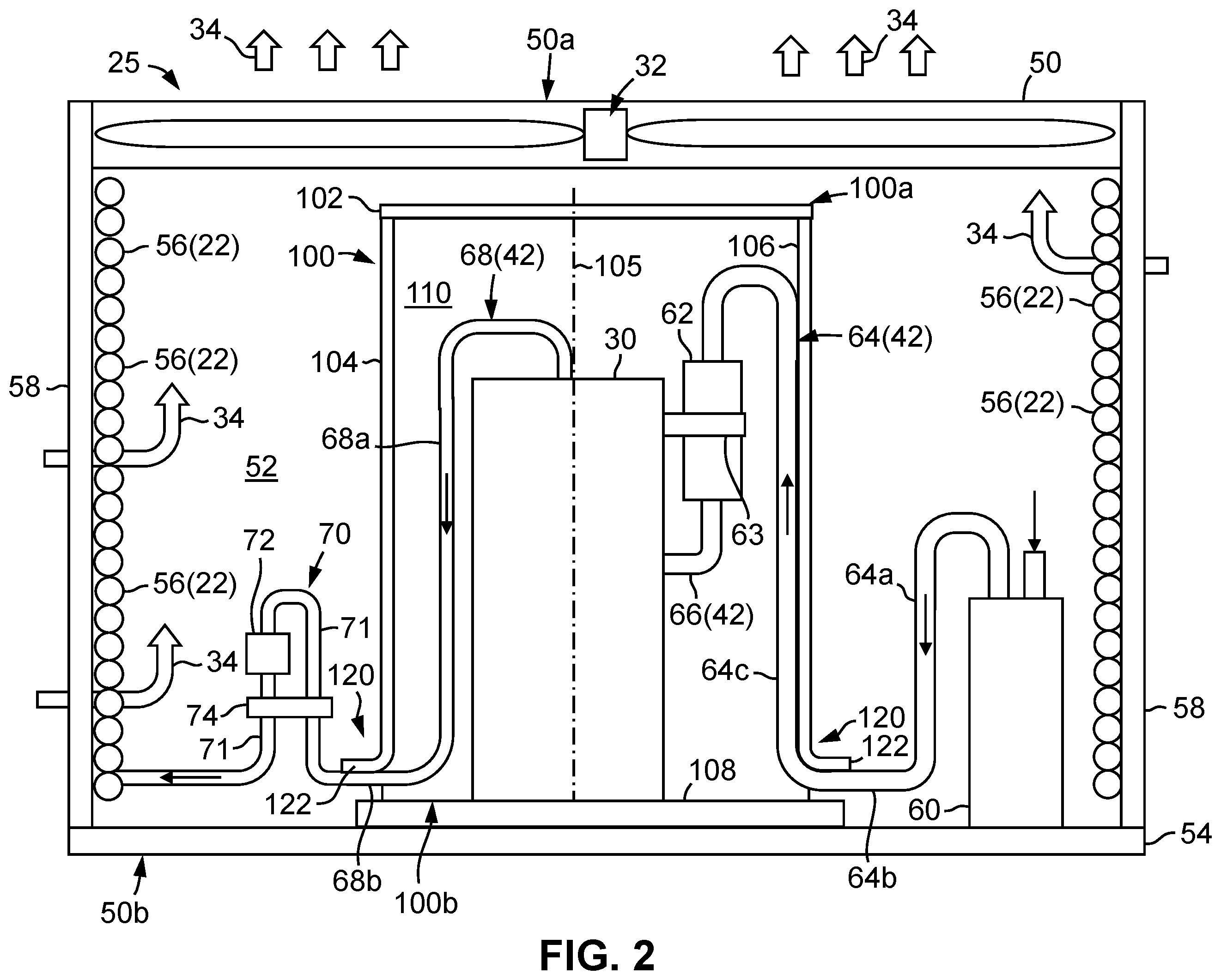 Patent US12422151 Figure 2 – Sound and vibration damping enclosures for refrigerant compressors of climate control systems