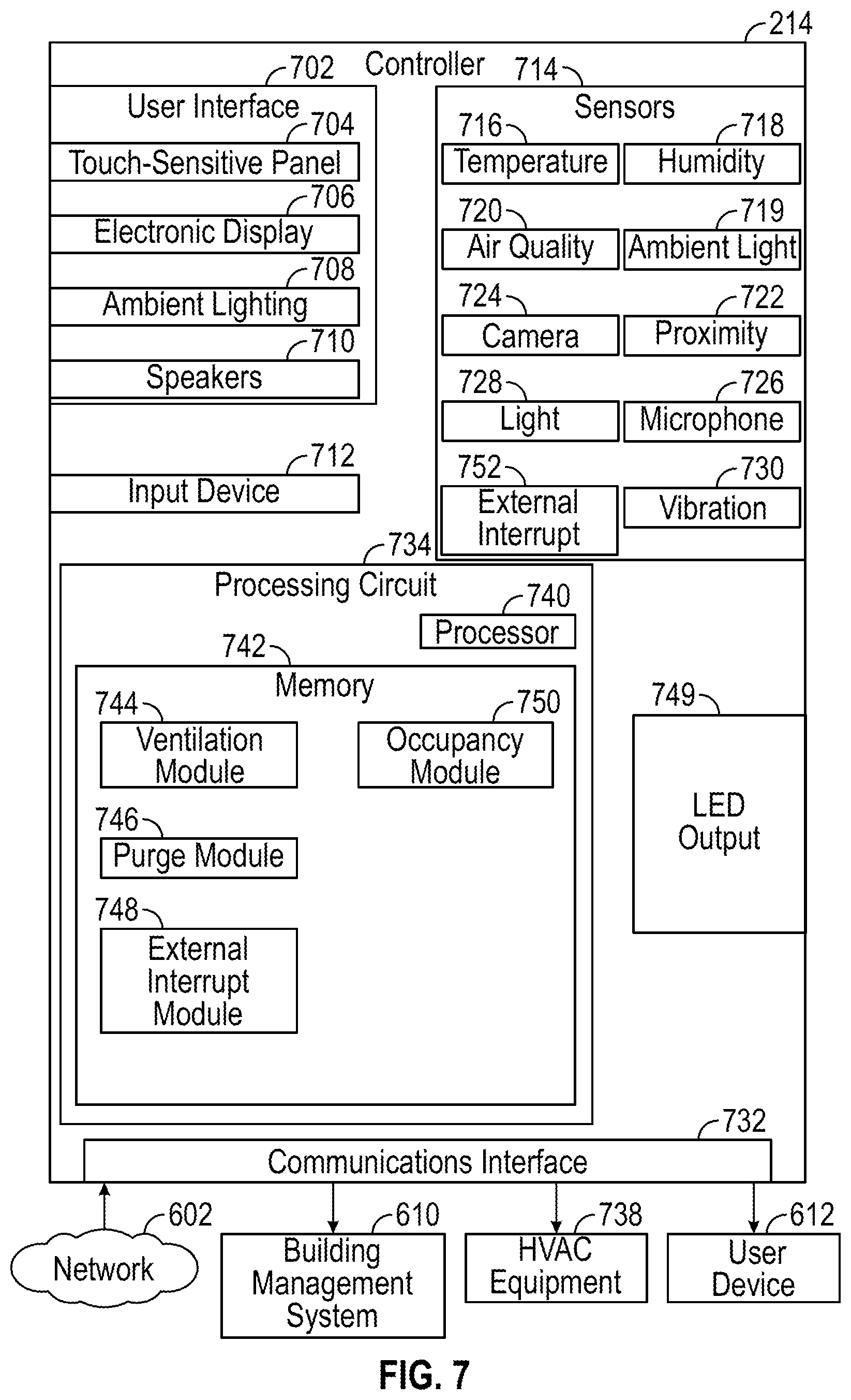 Patent US12422155 Figure 7 – Thermostat with epidemic control ventilation