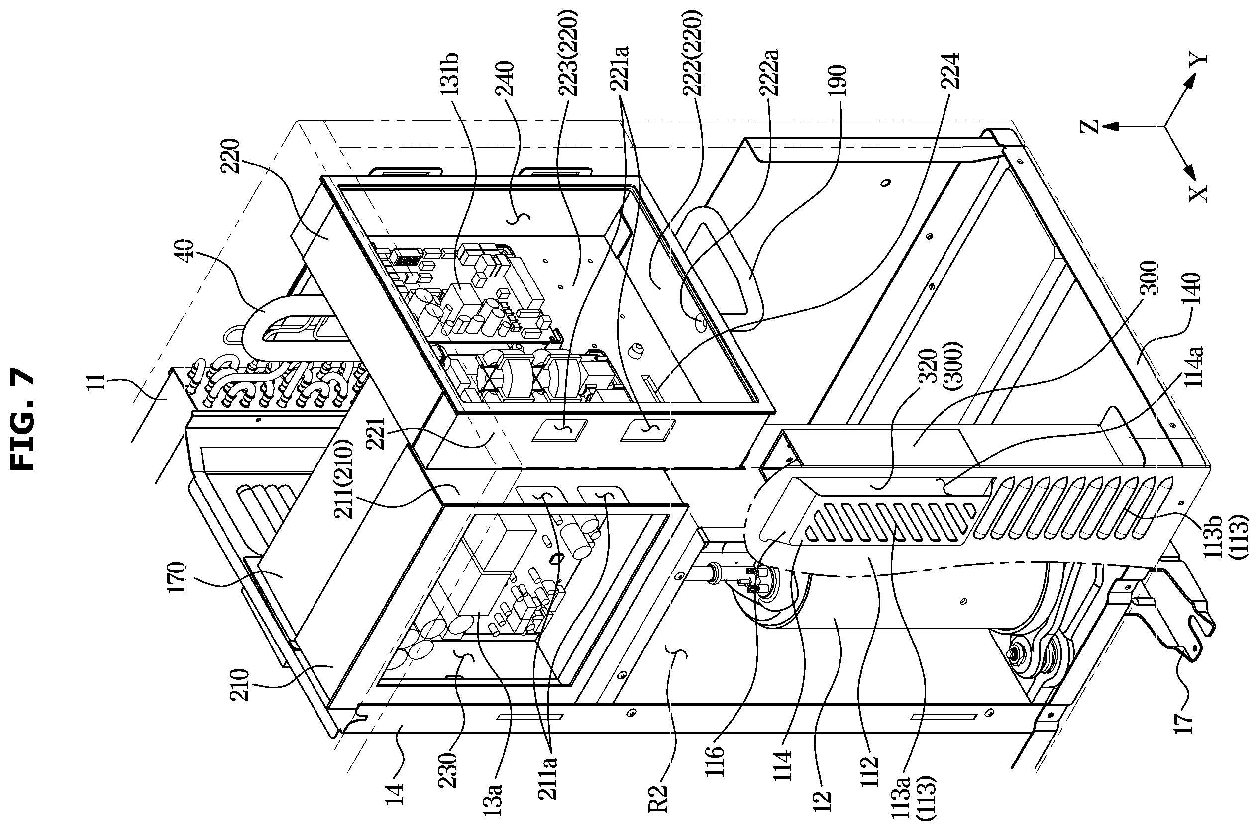 Patent US12422156 Figure 7 – Outdoor unit of air conditioner