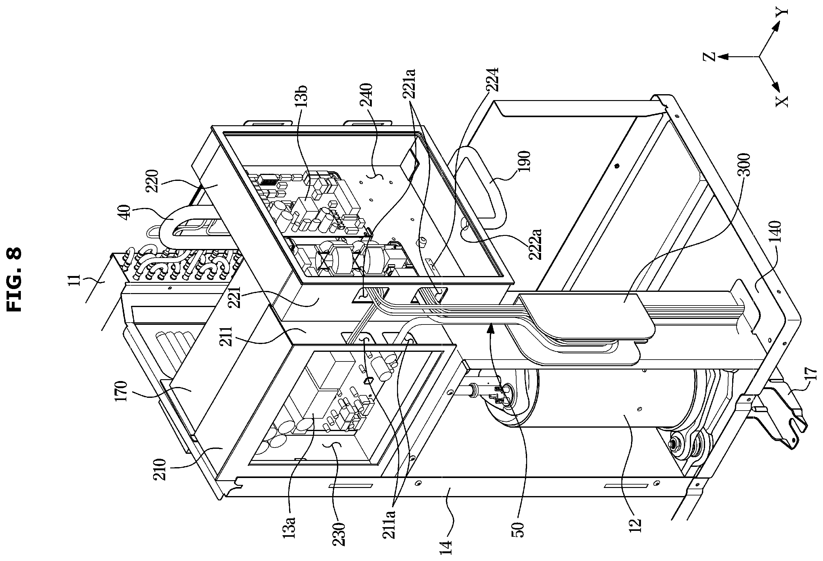Patent US12422156 Figure 8 – Outdoor unit of air conditioner