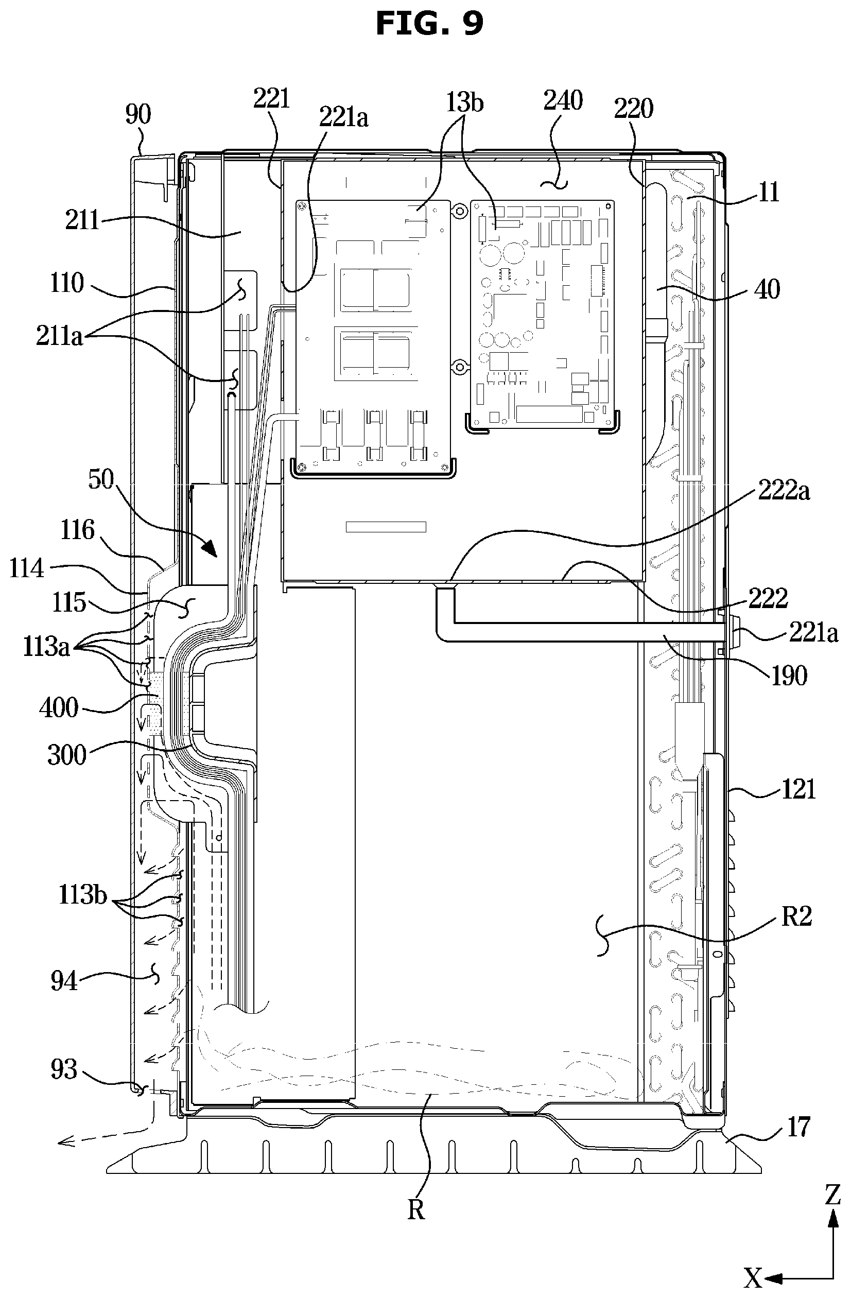 Patent US12422156 Figure 9 – Outdoor unit of air conditioner