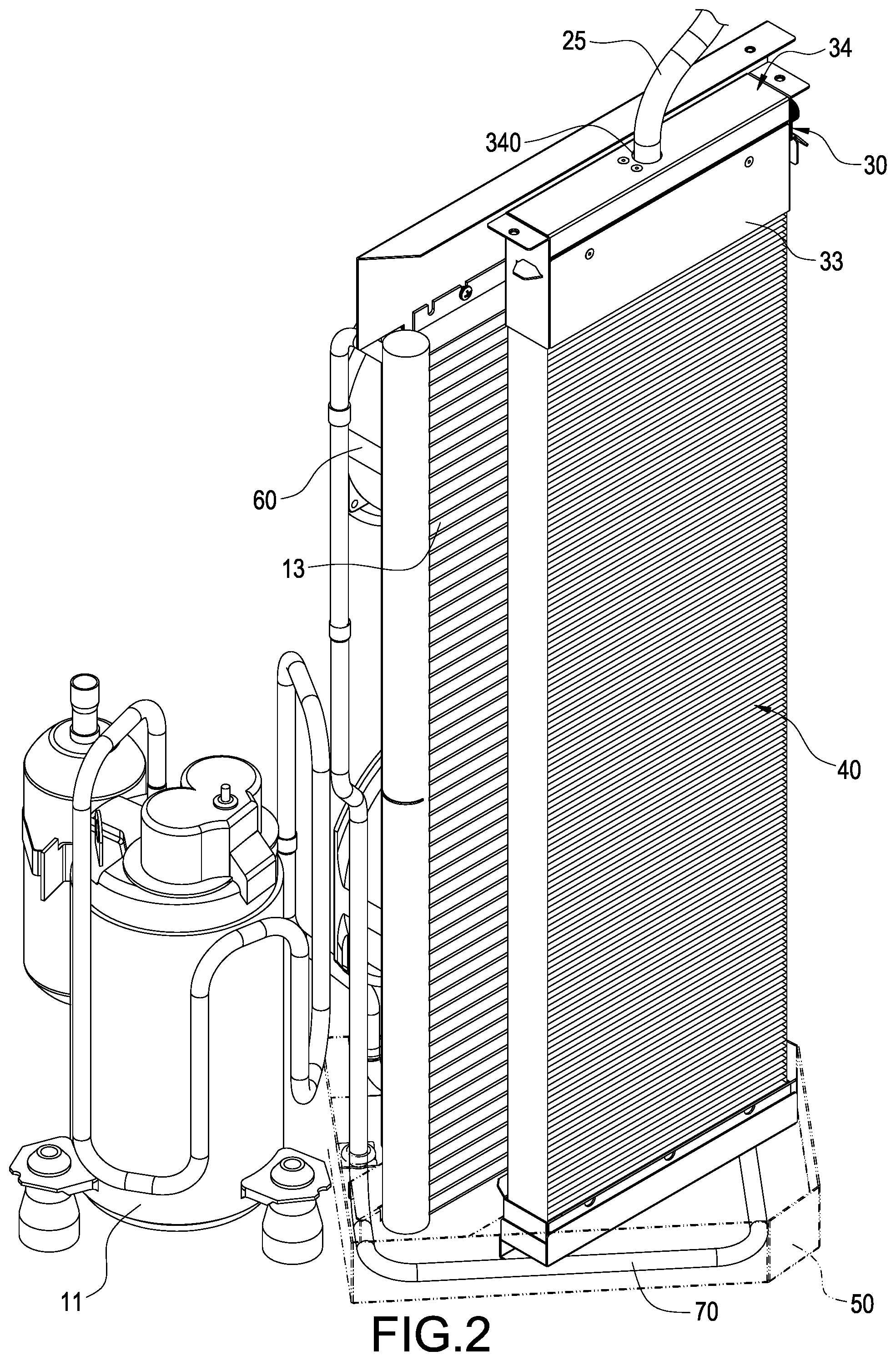 Patent US12422165 Figure 2 – Condensate evaporation device for air conditioning apparatus
