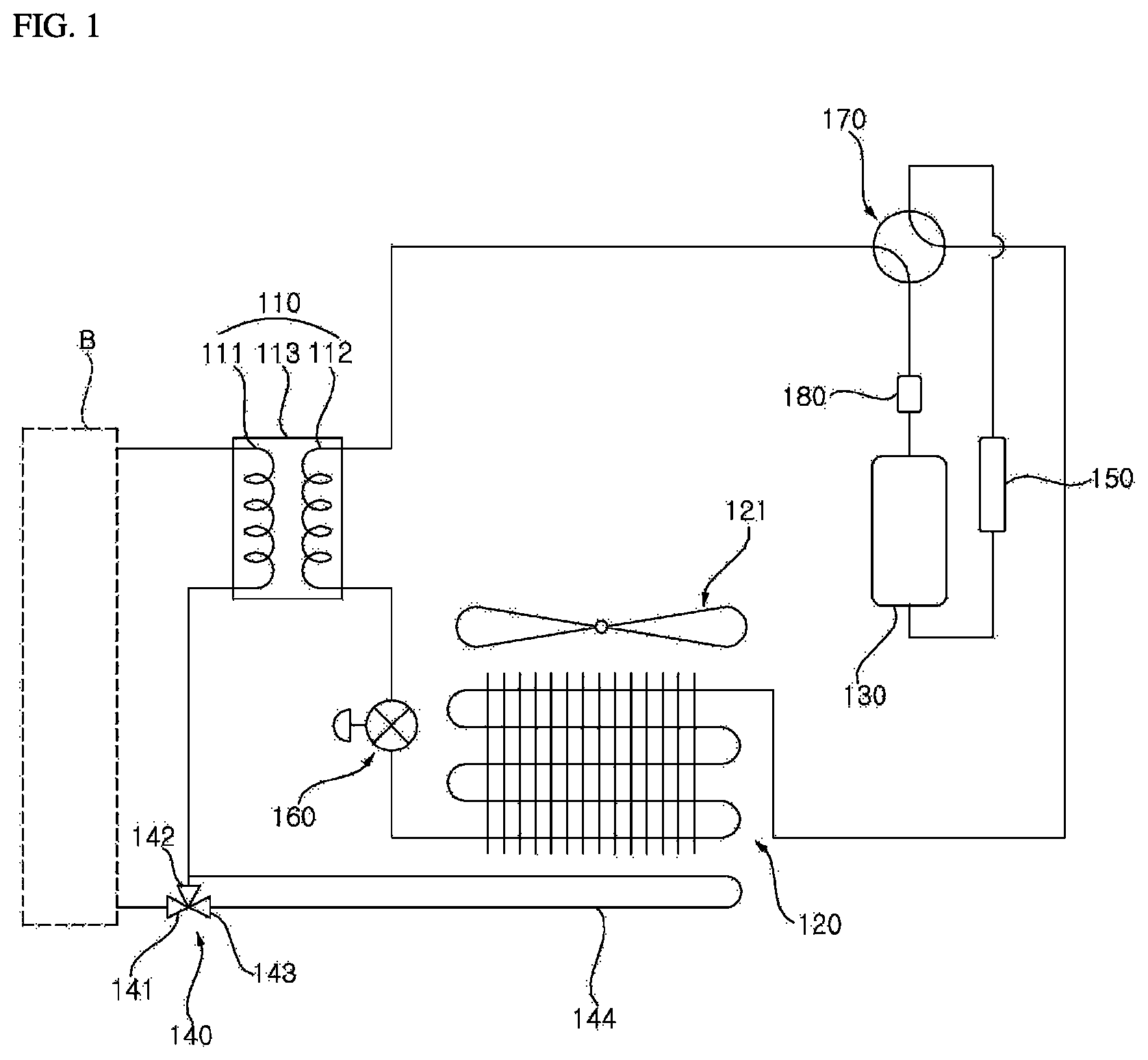 Patent US12422170 Figure 1 – Heat pump
