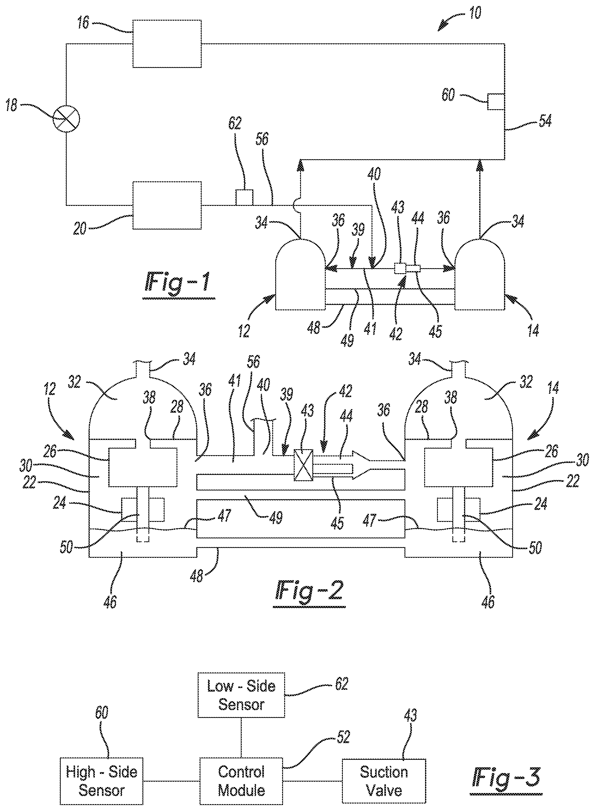 Patent US12422173 Figure 1 – Multiple-compressor system with oil balance control