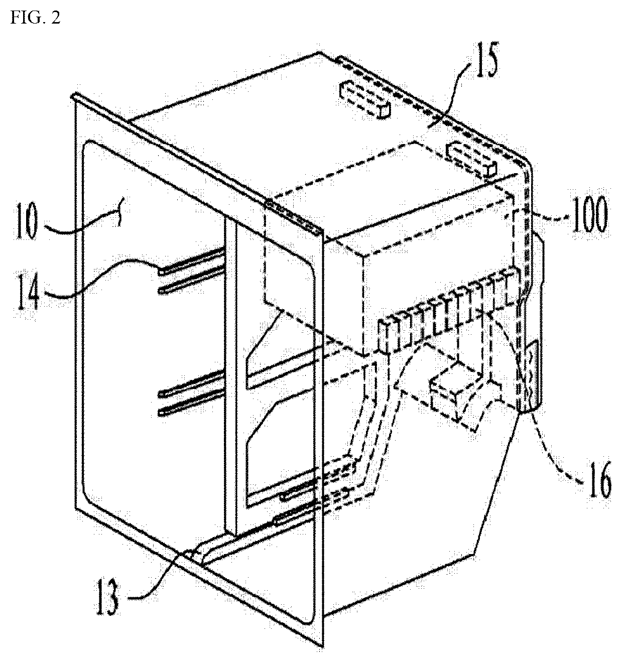 Patent US12422180 Figure 2 – Refrigerator with a thermoelectrically powered rapid freeze comparment