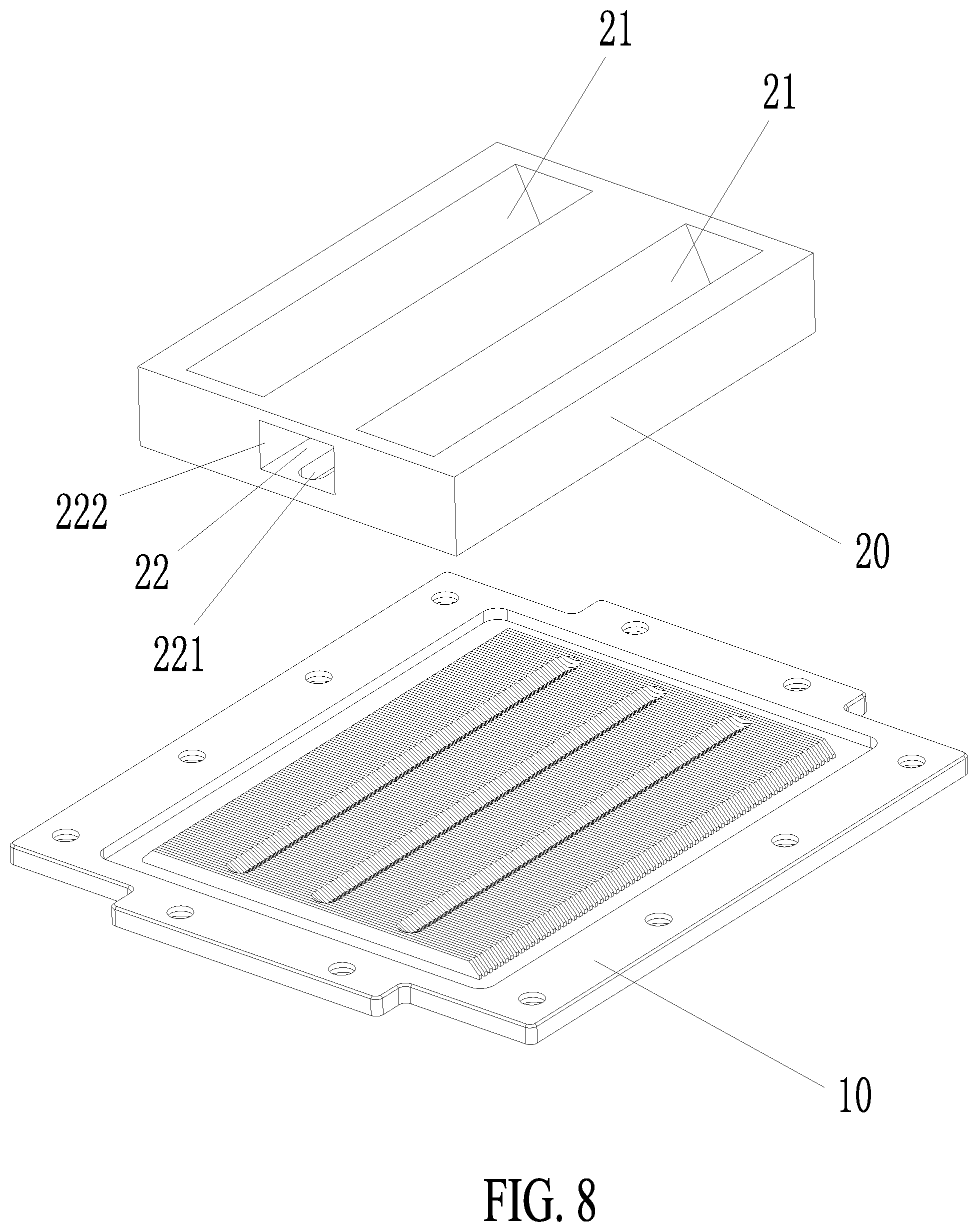 Patent US12422199 Figure 8 – Multi-channel liquid cooling radiator