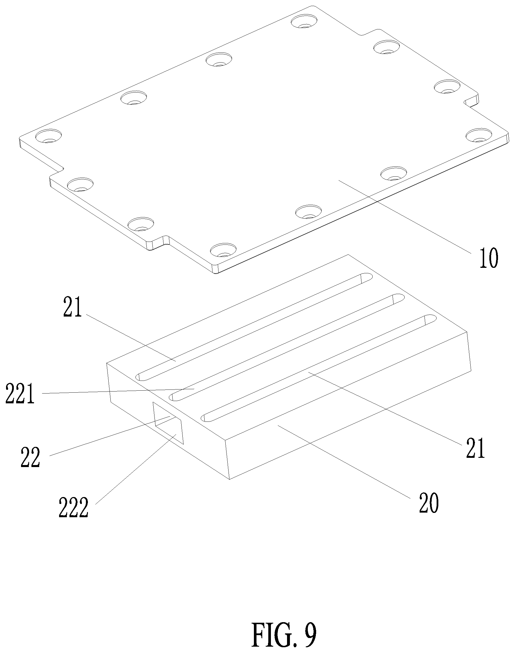 Patent US12422199 Figure 9 – Multi-channel liquid cooling radiator