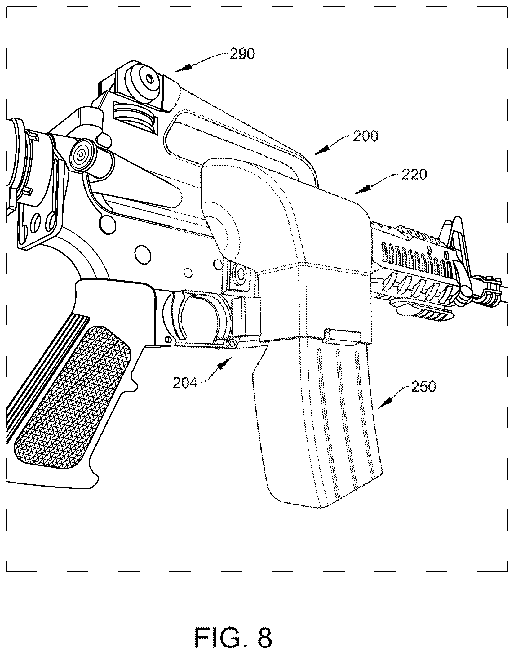 Patent US12422204 Figure 5 – Configurable firearm shell casing catching system