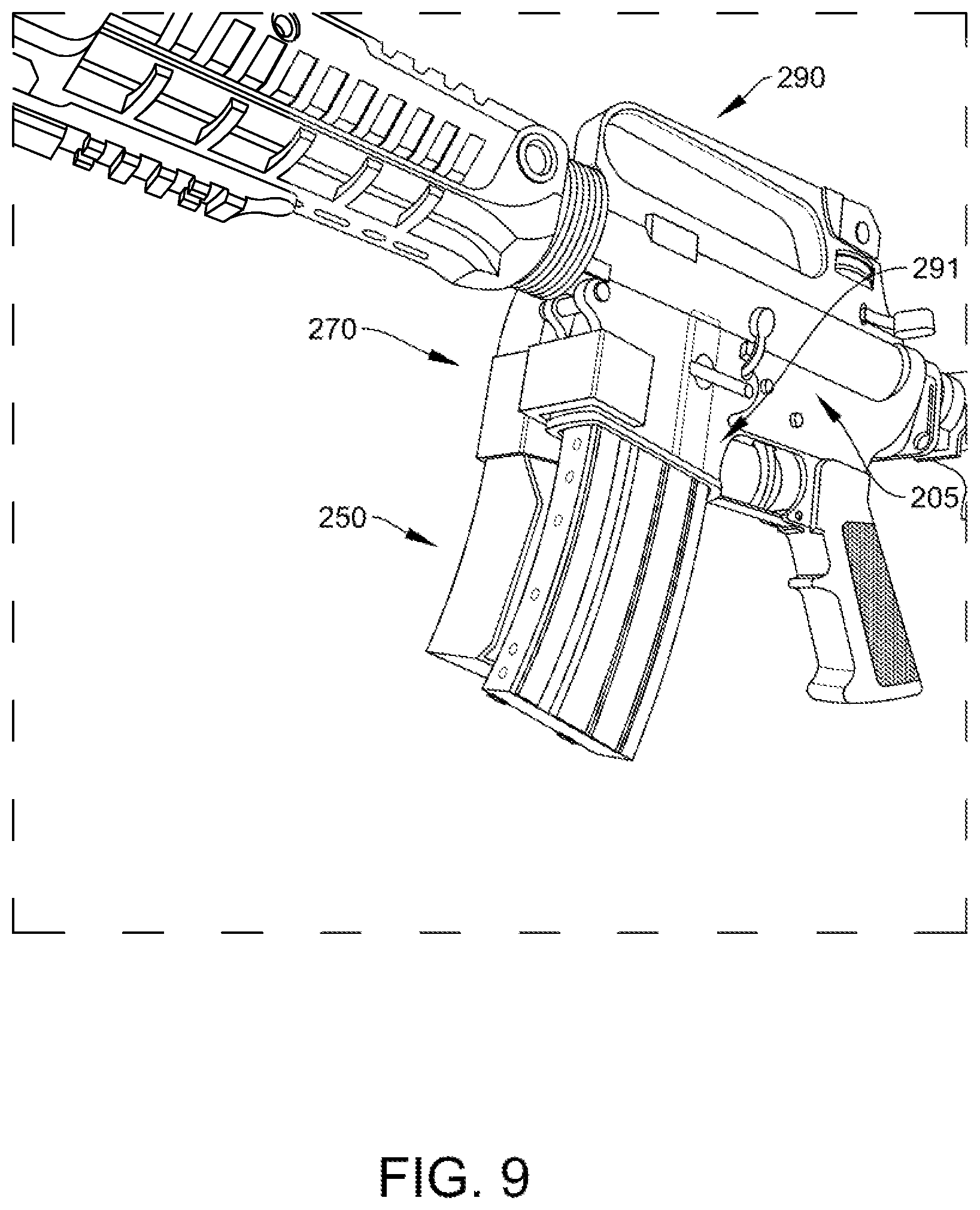 Patent US12422204 Figure 6 – Configurable firearm shell casing catching system