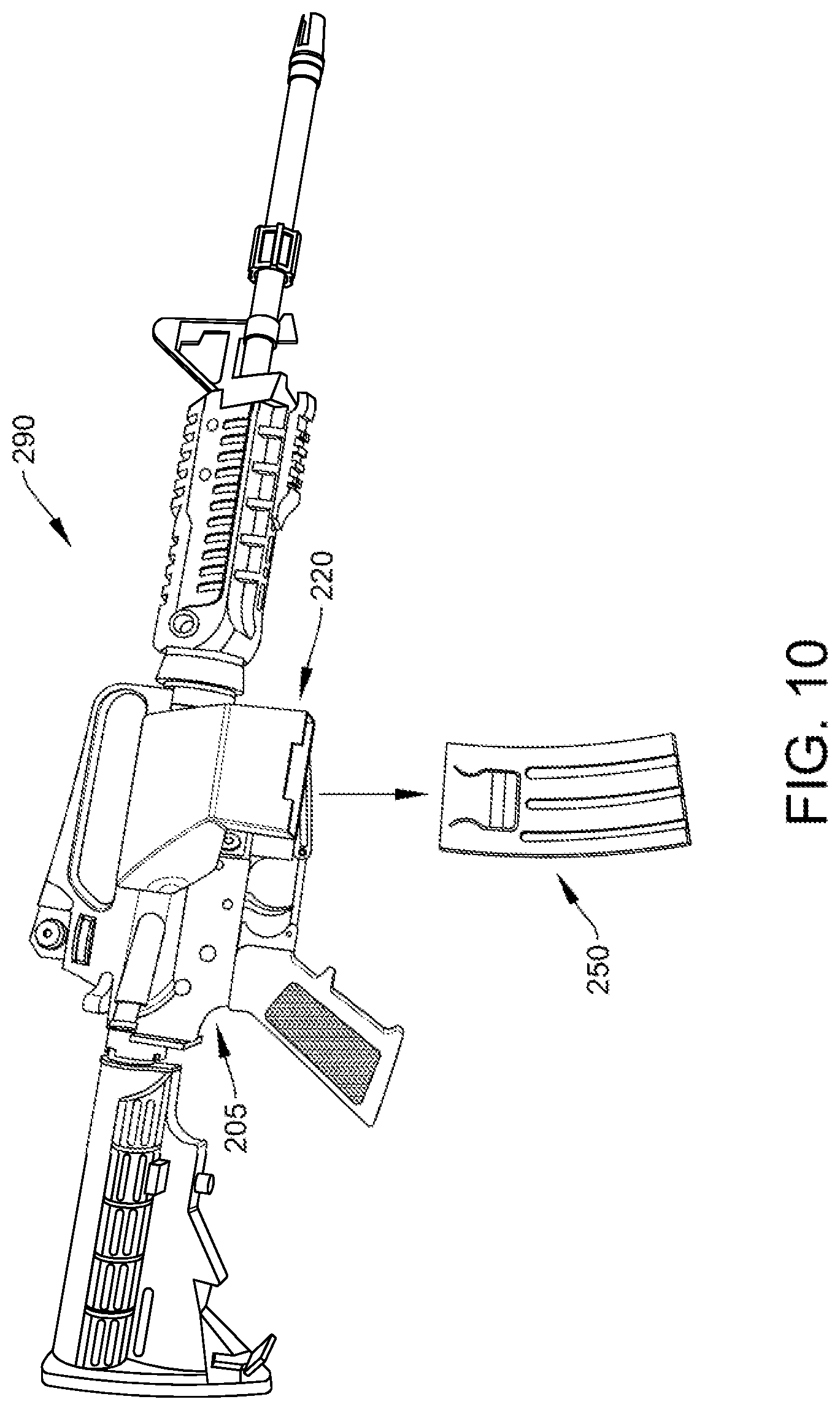 Patent US12422204 Figure 7 – Configurable firearm shell casing catching system