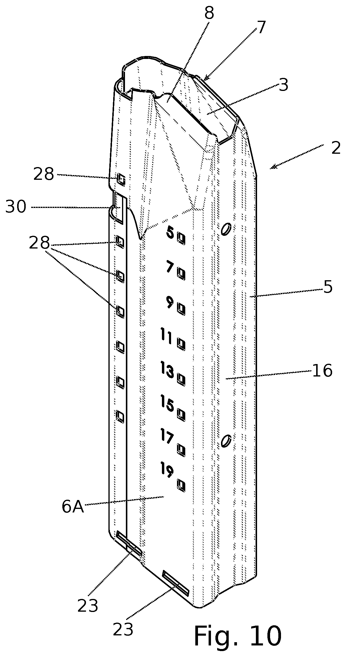 Patent US12422205 Figure 7 – Firearm magazine